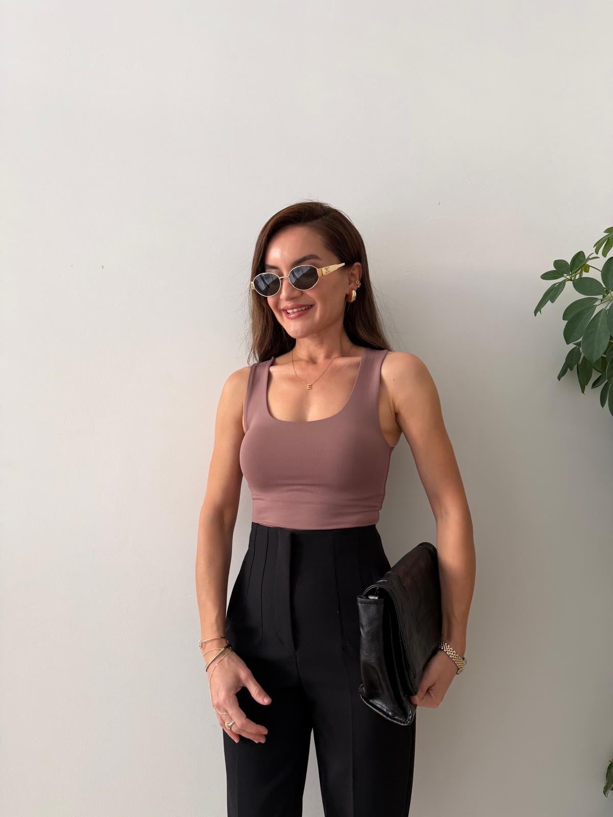 Gül kurusu Lüx Kalite U Yaka Atlet 015