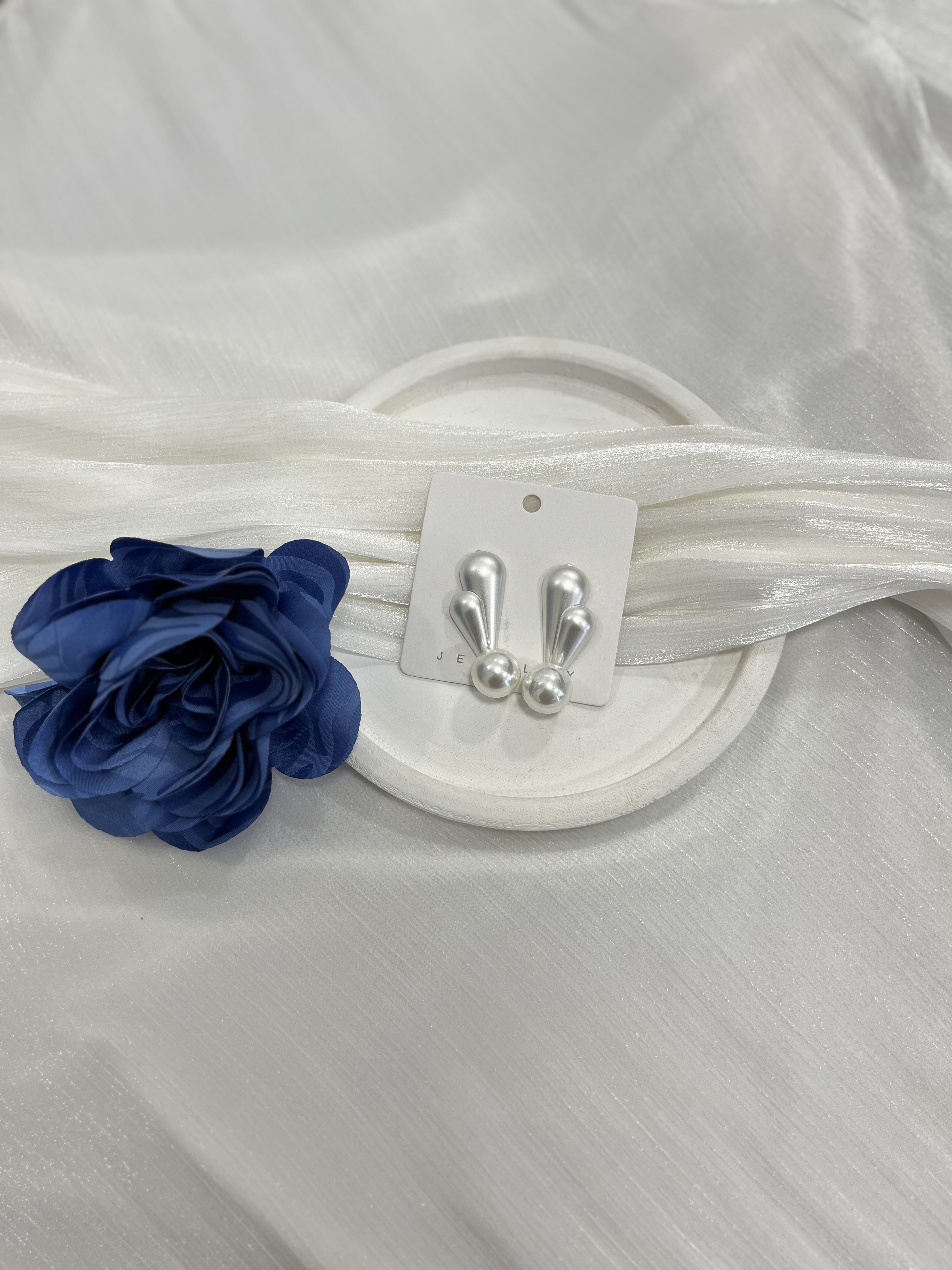 Gümüş Damla Detaylı İnci Küpe KP37