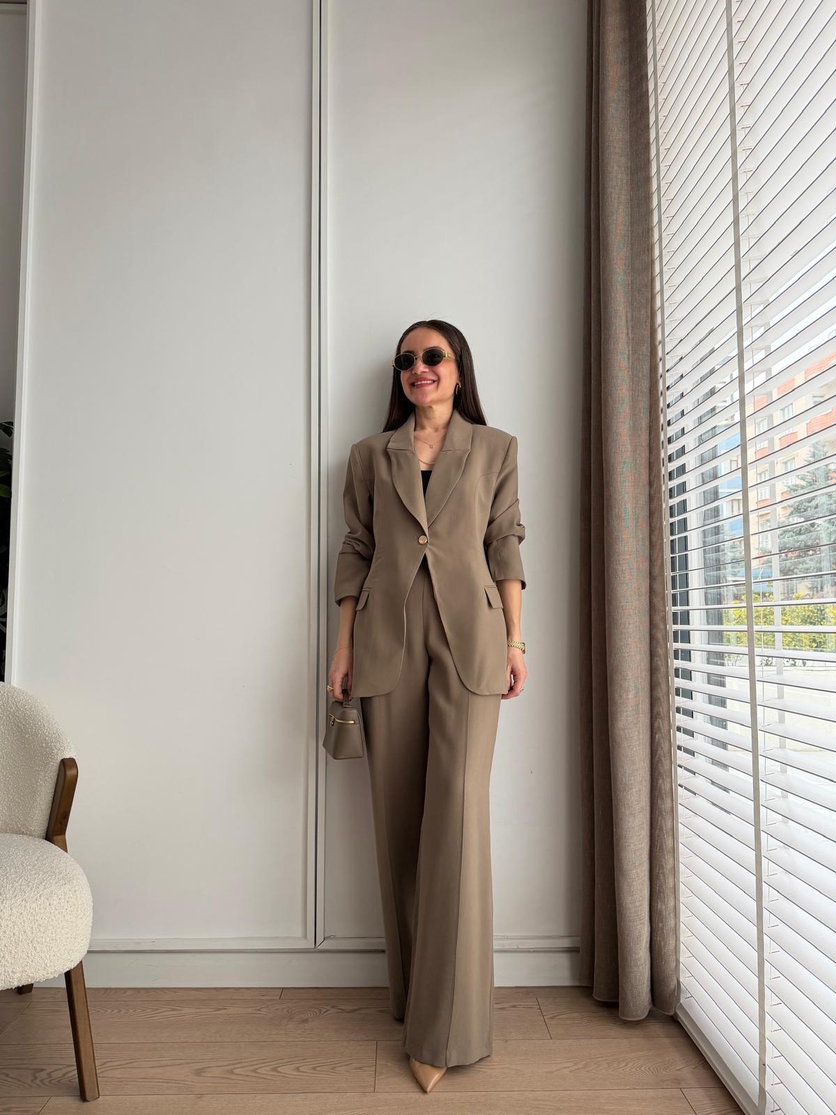 Haki Gold Tek Düğmeli Ceket Pantolon Takım 9031