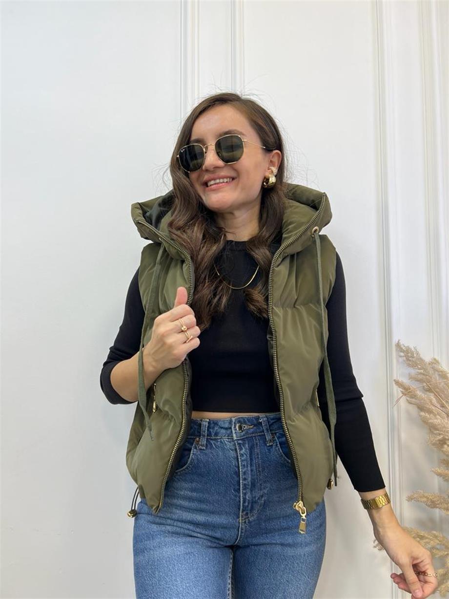 Haki Kapüşonlu İnfinity Şişme Yelek 11103