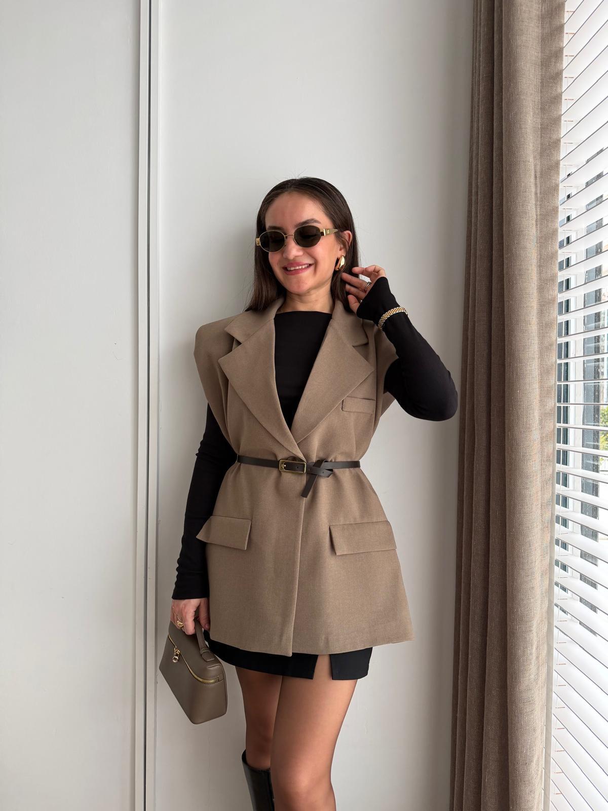 Haki Vatkalı Kemerli Yelek 7449