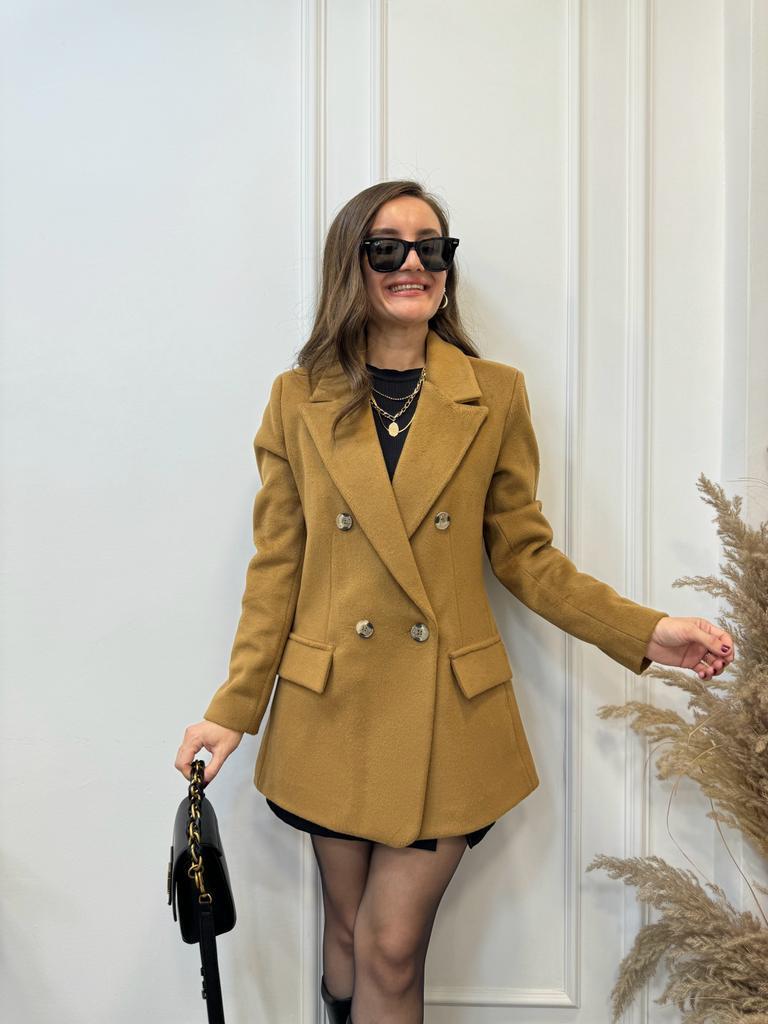 Kahve Düğmeli Detaylı Kaşe Blazer Ceket 2047