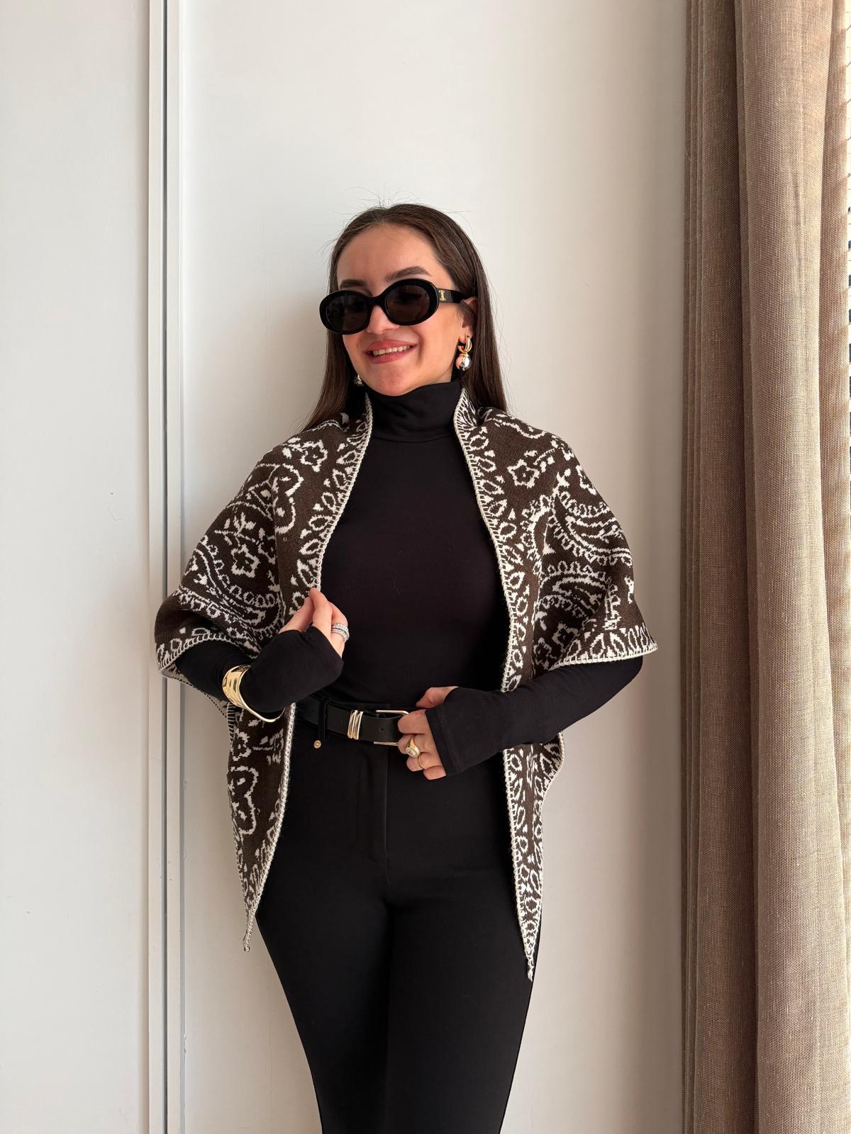 Kahve rengi Çift Taraflı İthal Triko Şal F12