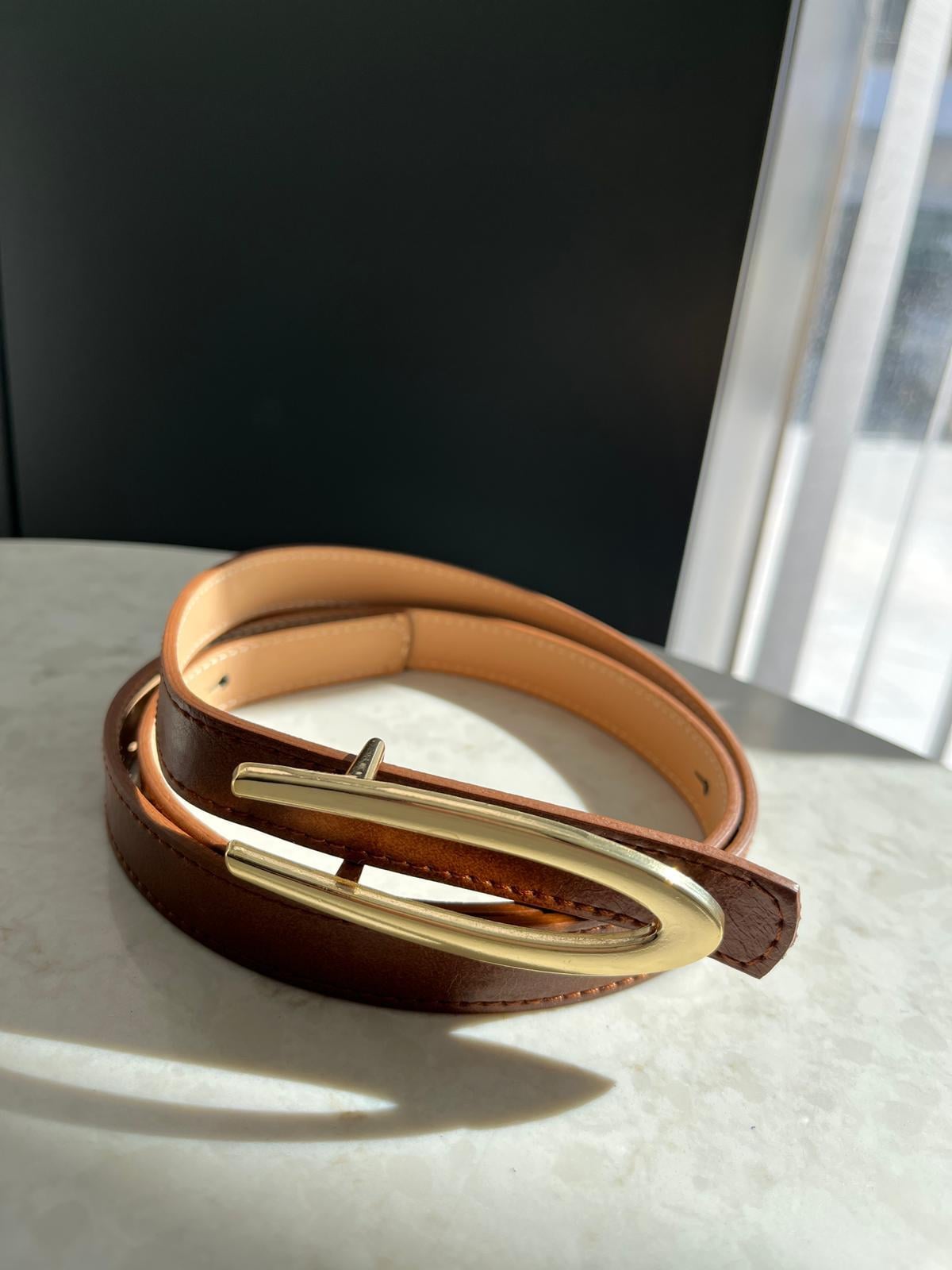 Kahve rengi Gold Nal Toka Detaylı Kemer SB18