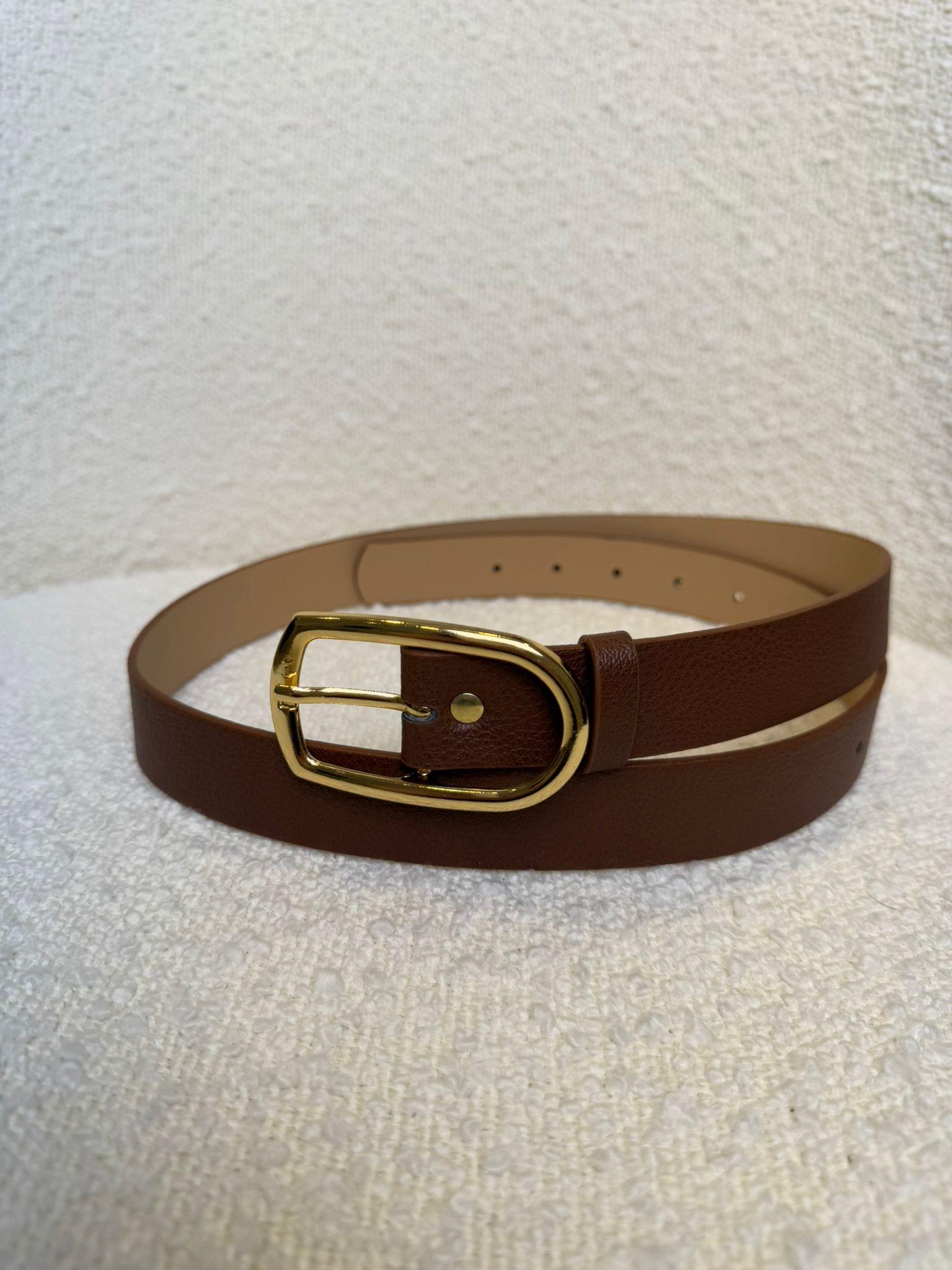 Kahve rengi Gold Tokalı Geniş Oval Kemer SB23