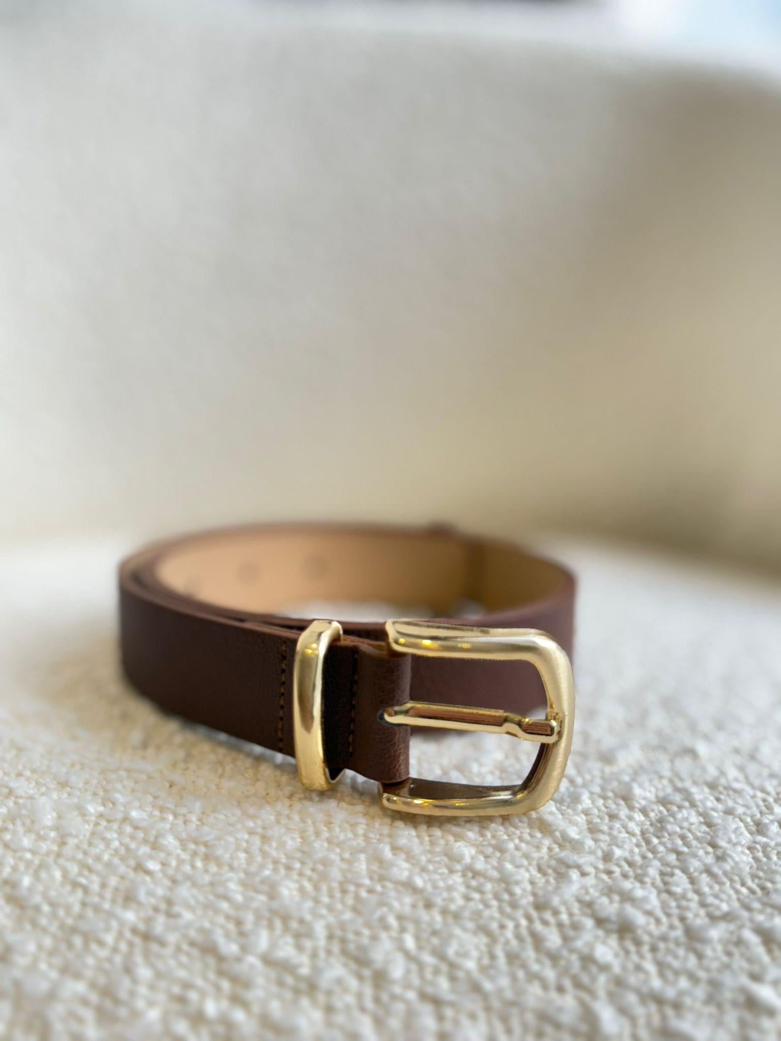 Kahve rengi Gold Tokalı Kare Kemer SB03