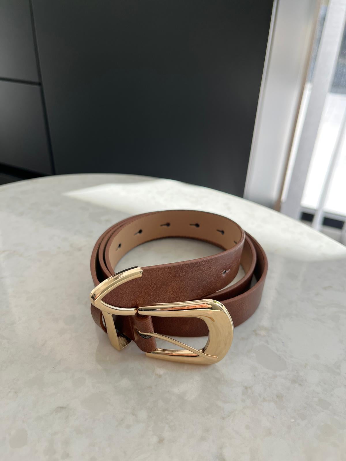 Kahve rengi Gold Tokalı Köprü Detaylı Kemer SB75