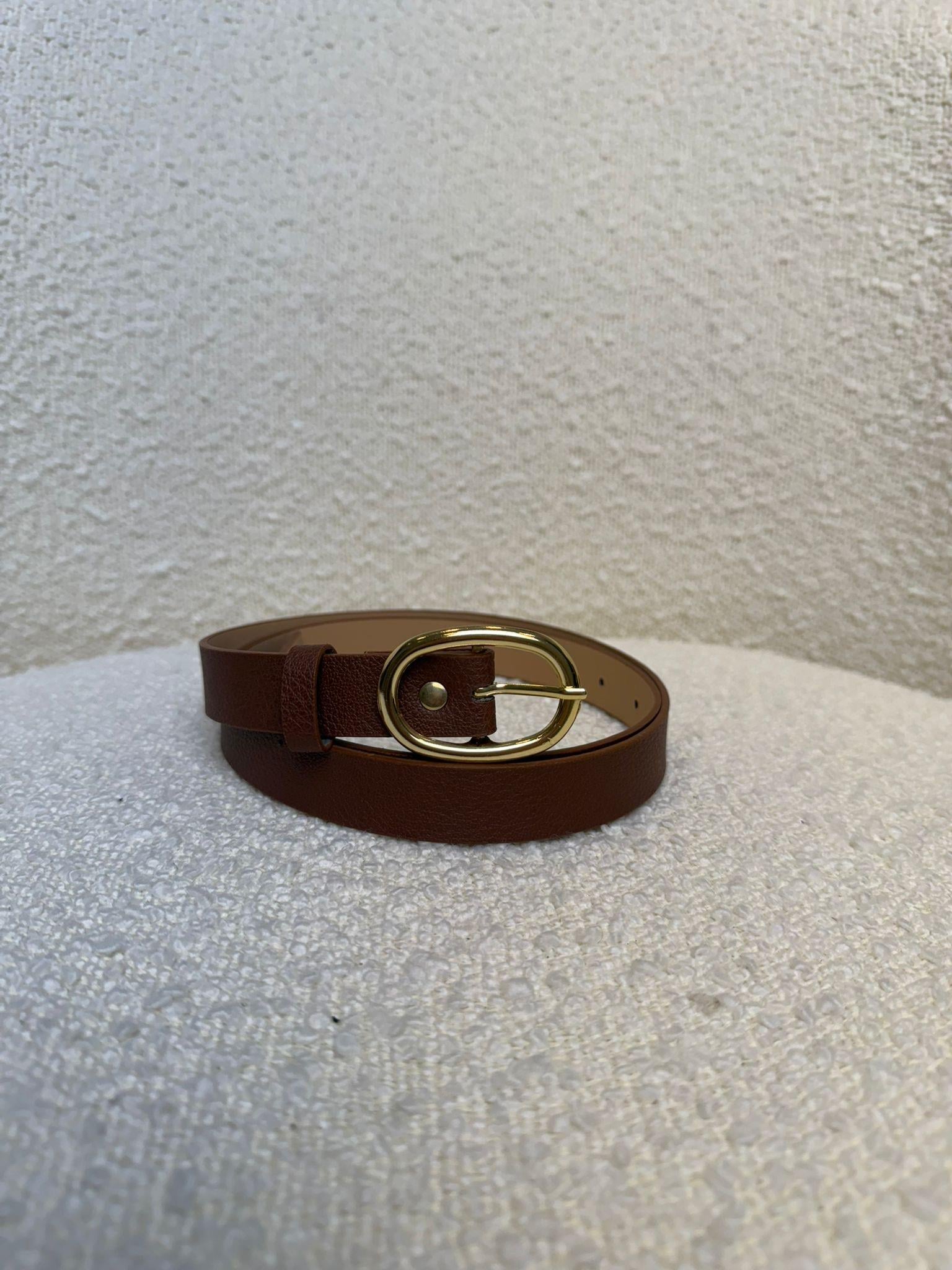 Kahve rengi Gold Tokalı Oval Kemer SB06