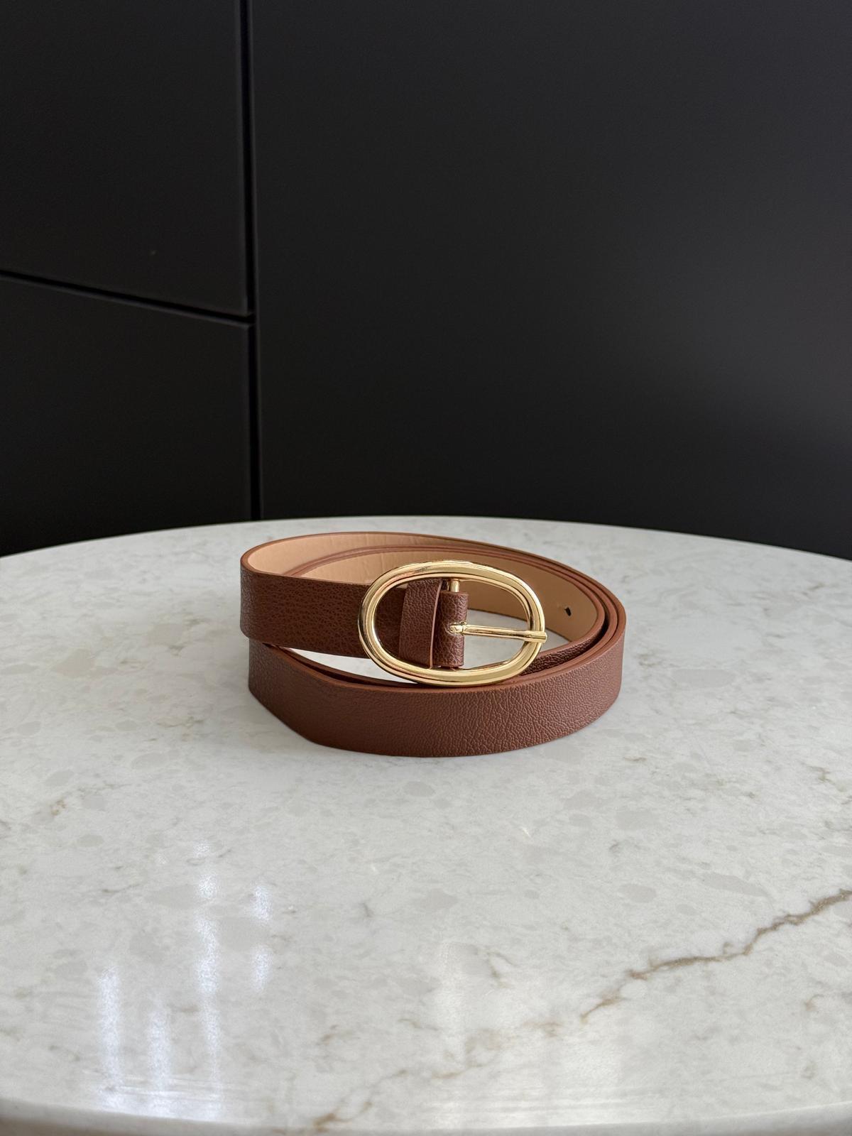 Kahve rengi Gold Tokalı Oval Kemer SB37