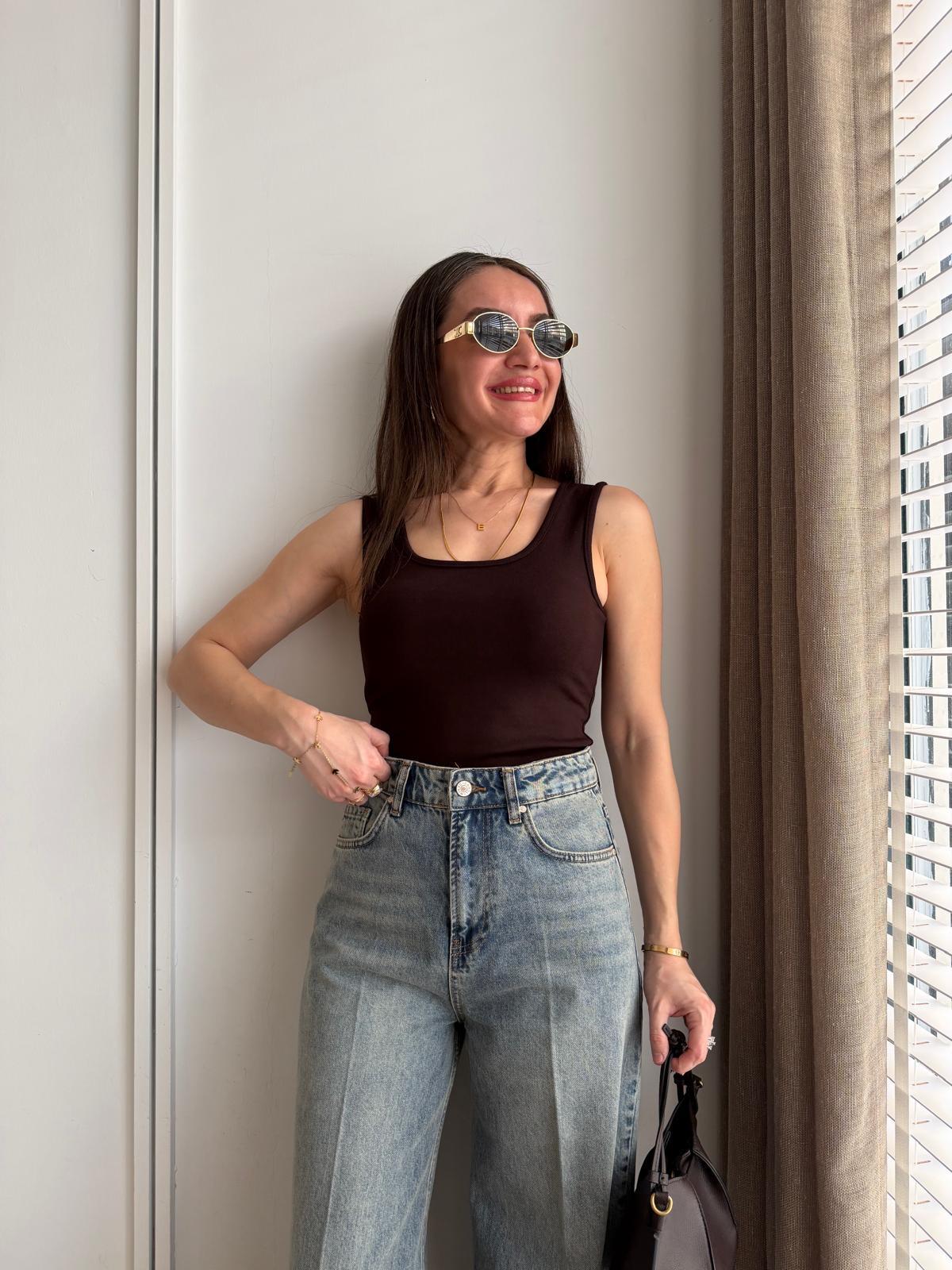 Kahve rengi Kalın Askılı Atlet 1385