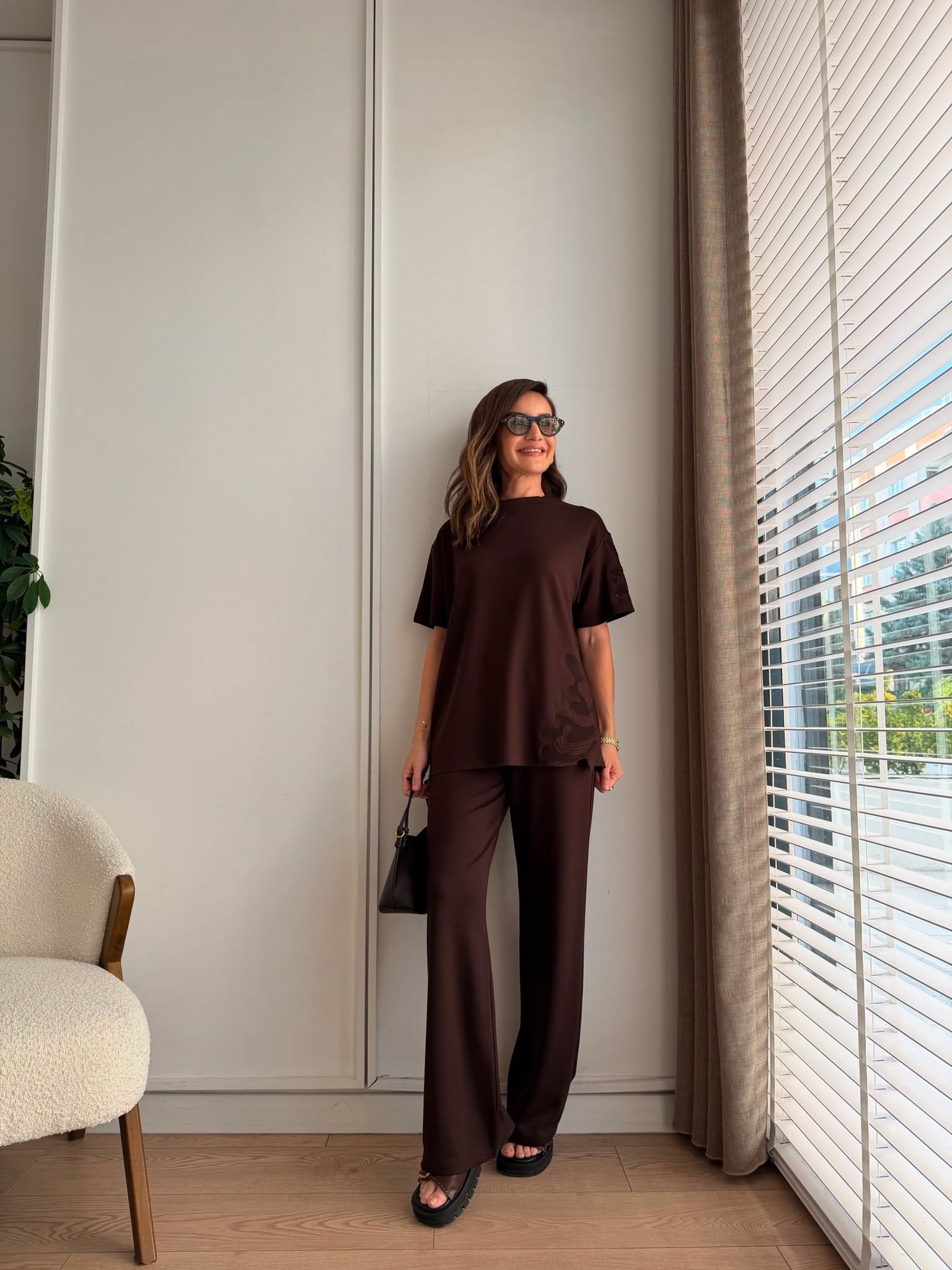 Kahve rengi Marka Model Tasarım Takım 2444