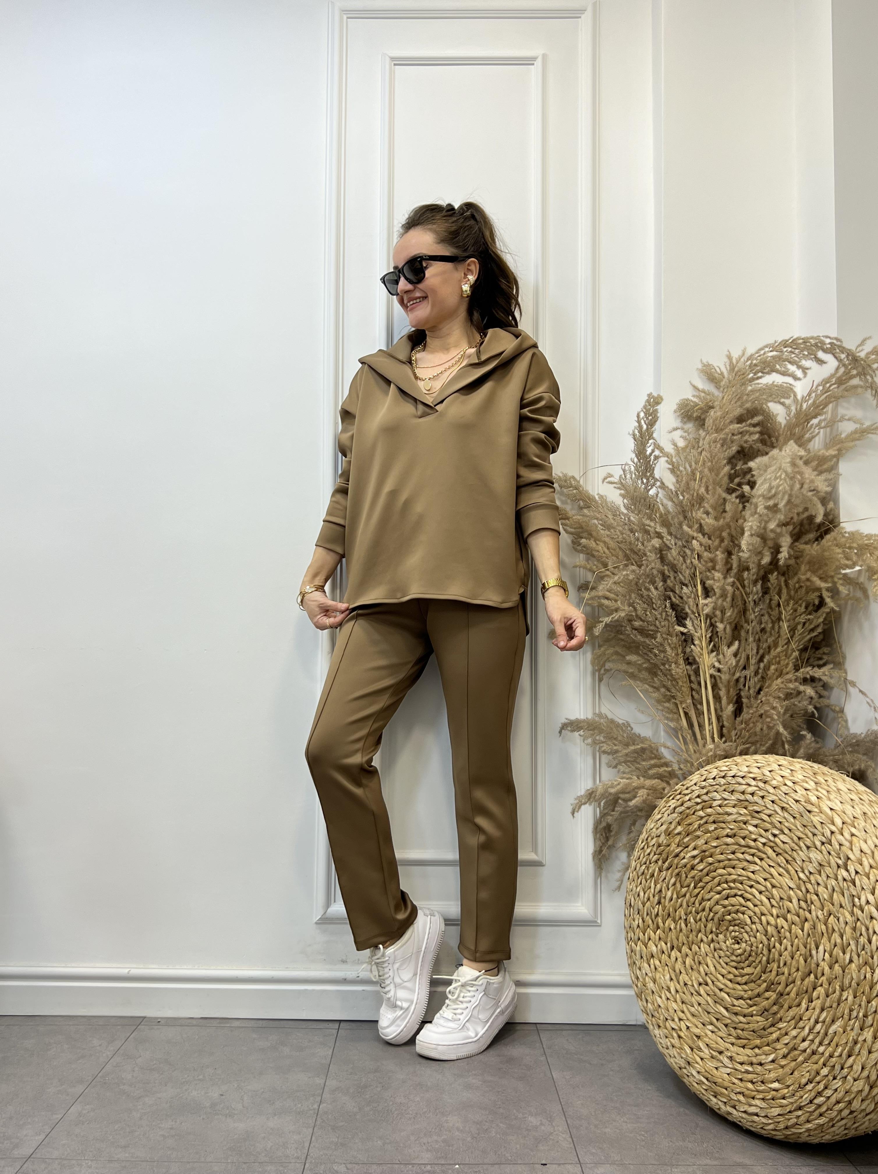 Kahve Scuba Kumaş Çımalı Pantolon 1002