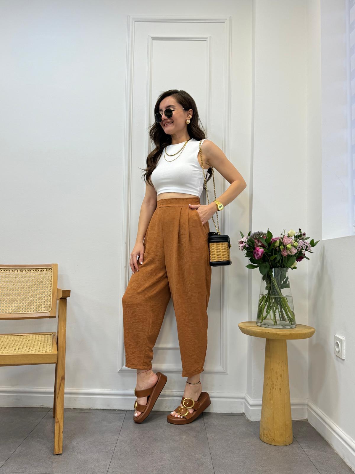 Kiremit Bel Lastikli Şalvar Pantolon 2013