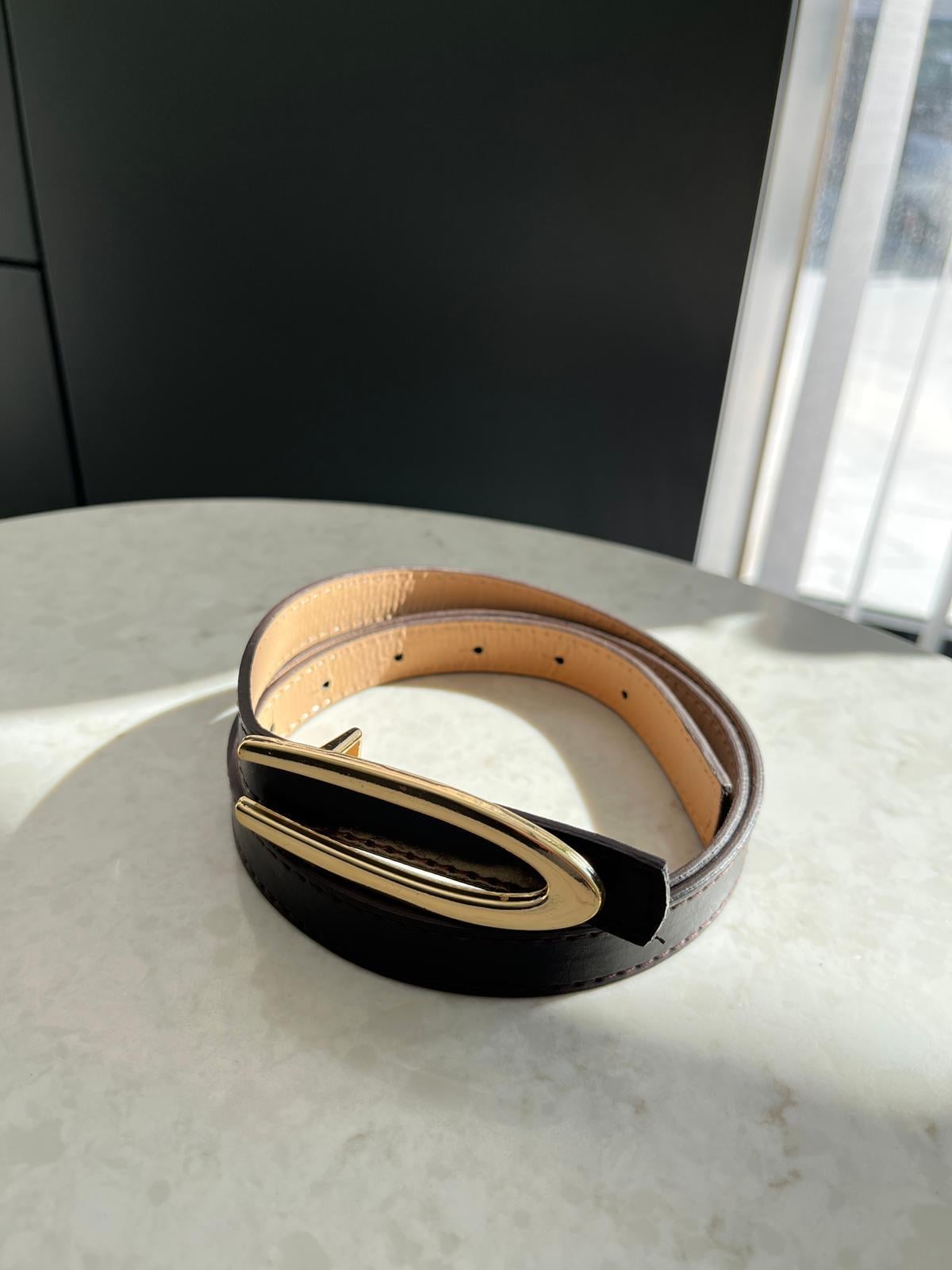Koyu kahve Gold Nal Toka Detaylı Kemer SB18