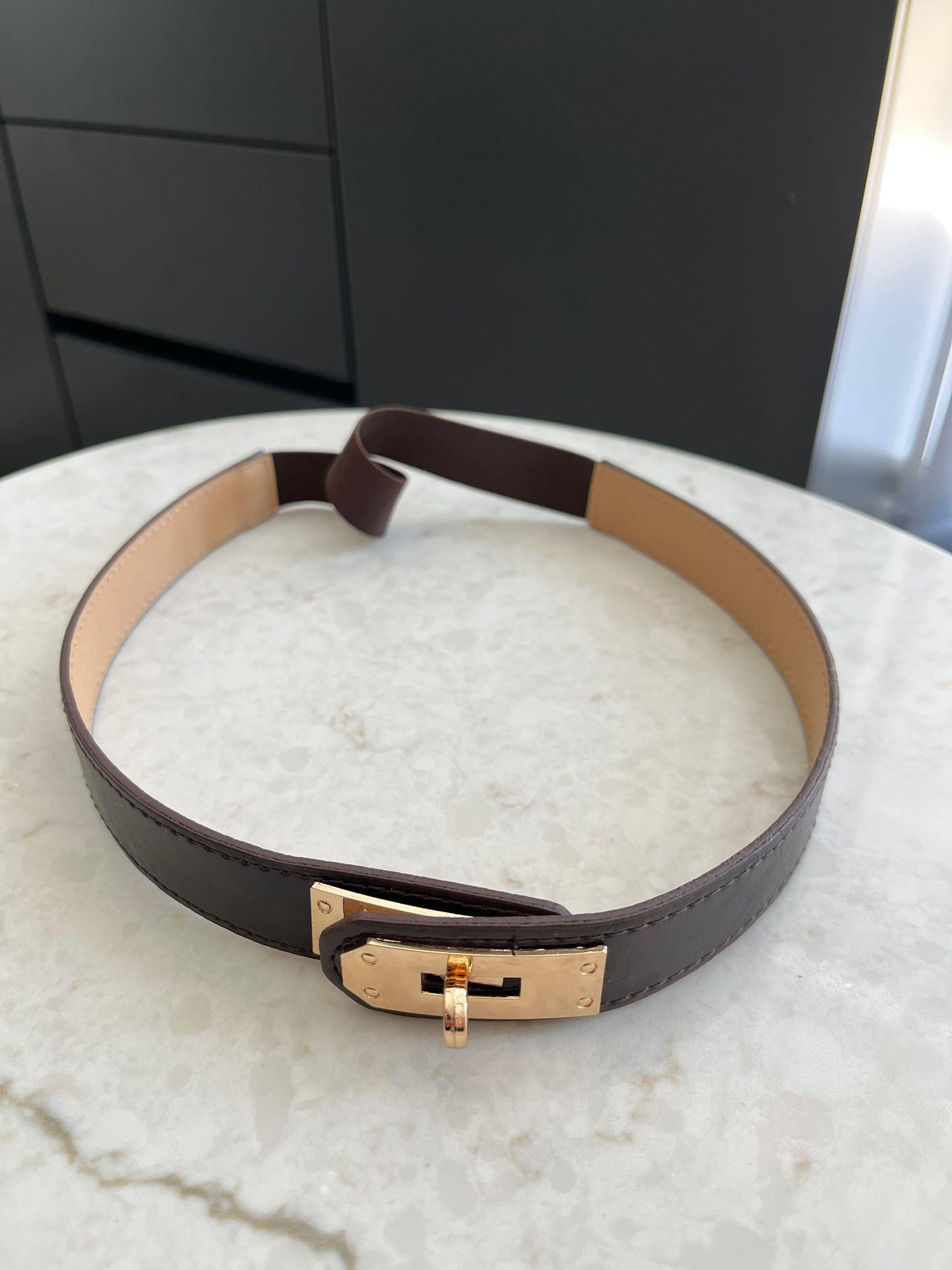 Koyu kahve Gold Tokalı Arkası Lastikli Geçme Detaylı Kemer SB22