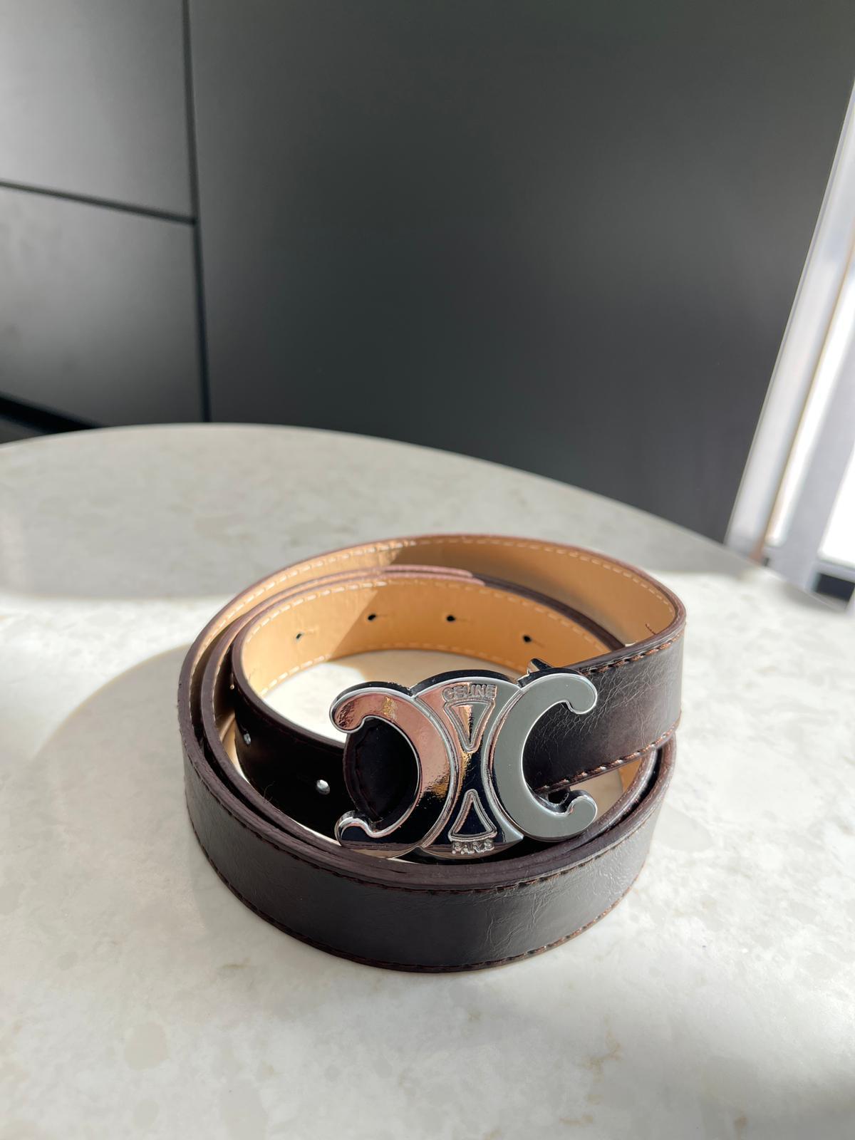 Koyu kahve Gümüş Celine Tokalı Kemer SB33