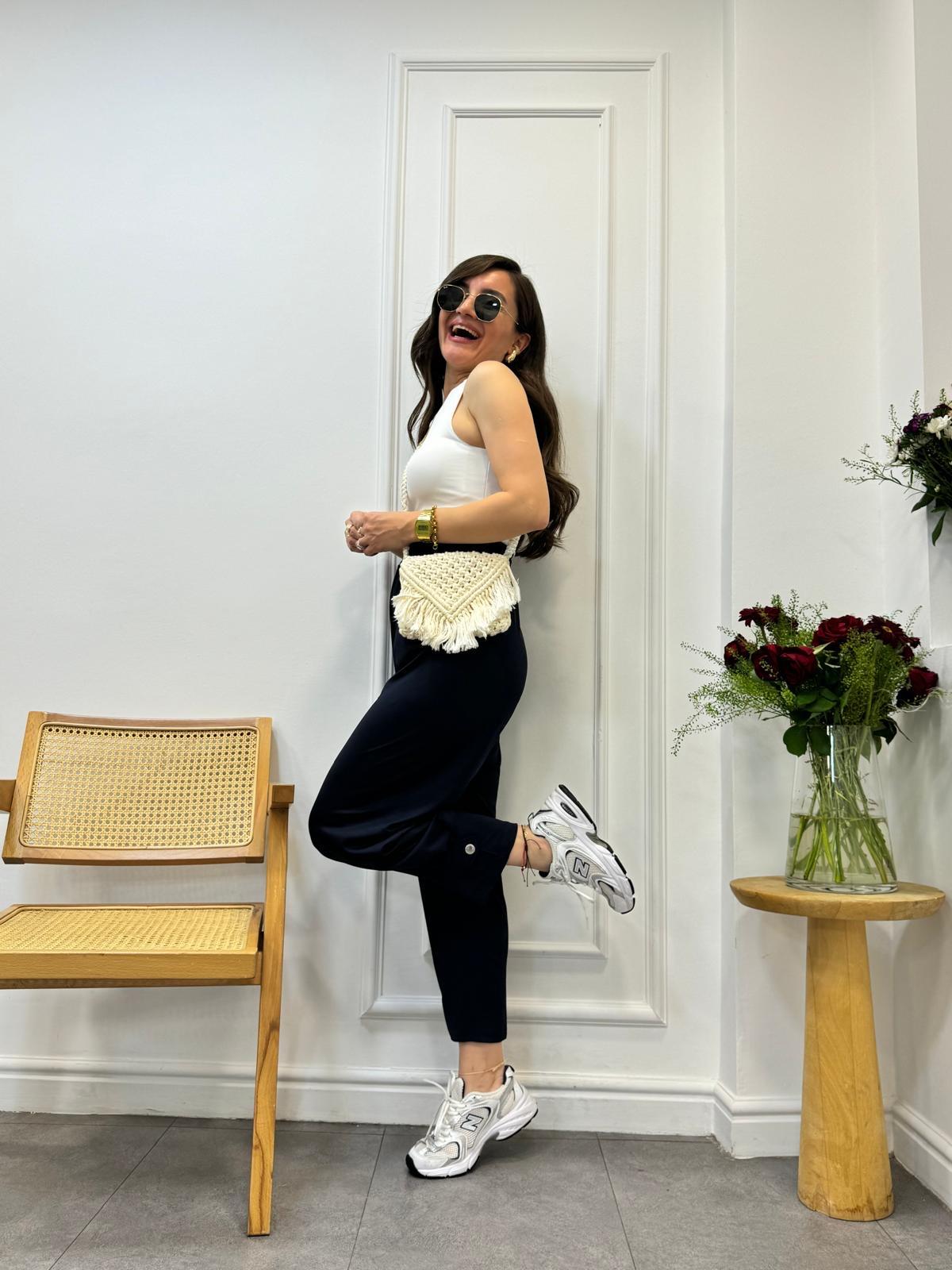 Lacivert Bileği Çıtçıt Detaylı Scuba Pantolon 34509