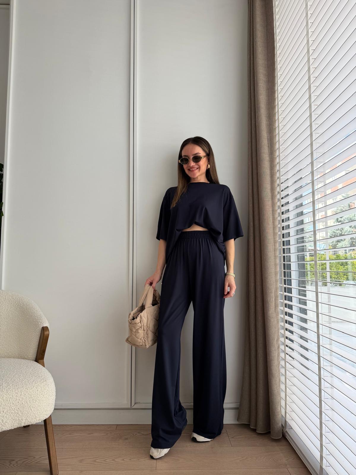 Lacivert Bisiklet Yaka Modal Kumaş Takım 37290