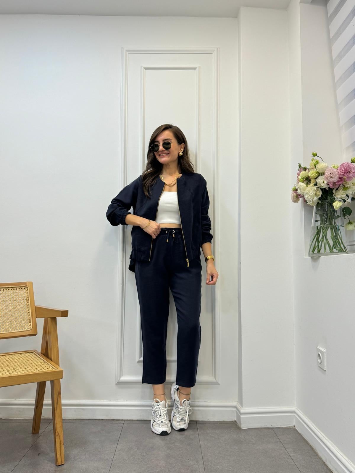 Lacivert Gold Fermuarlı Ceket Pantolon Takım 0331