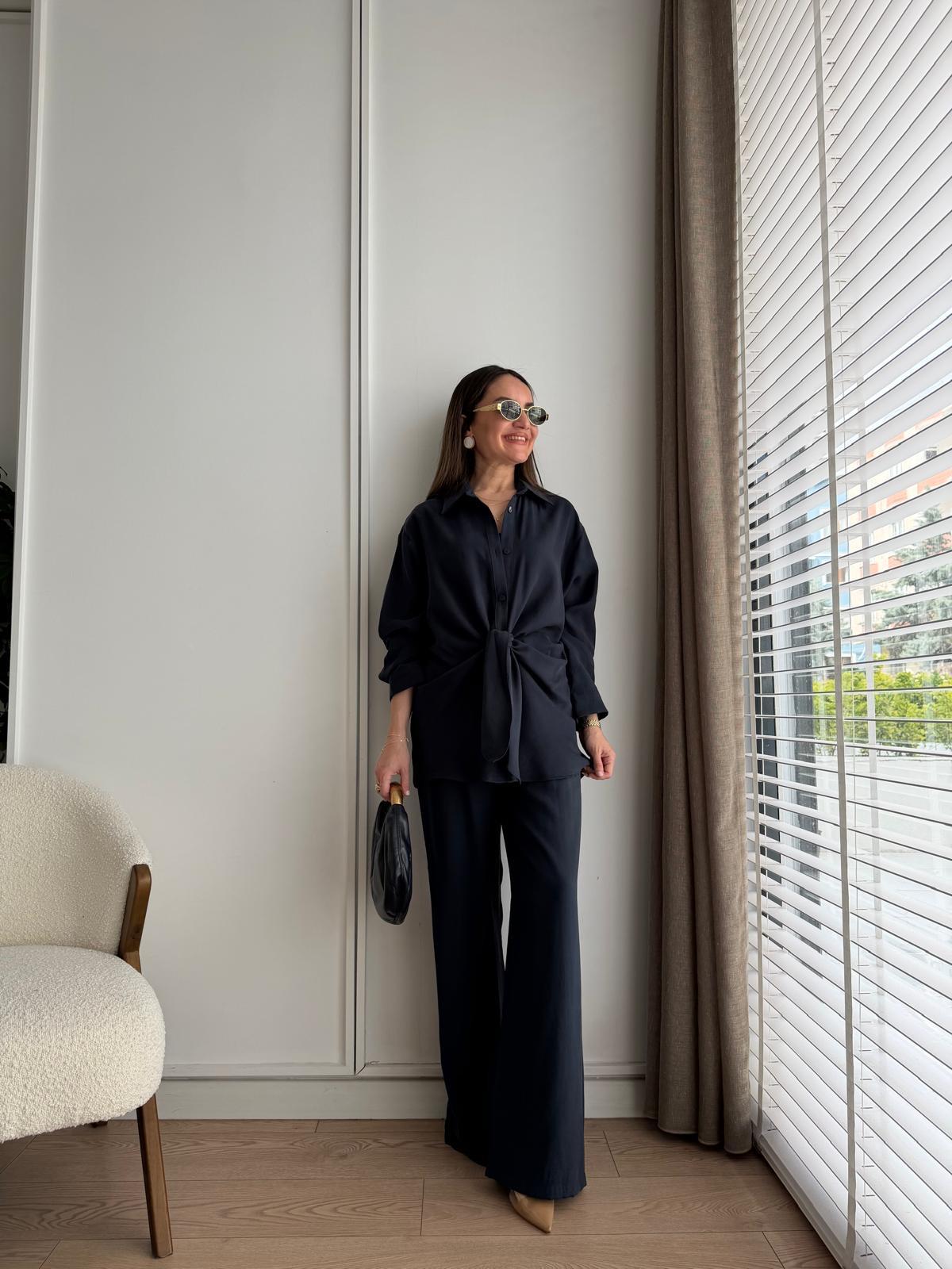 Lacivert Önden Bağlamalı Takım 9039