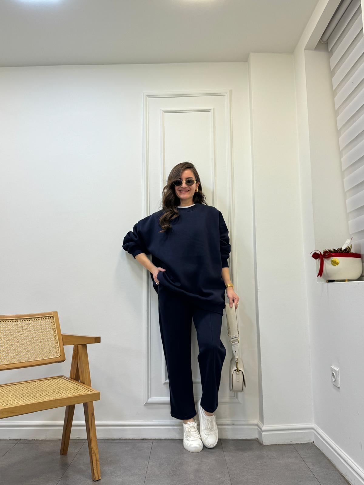 Lacivert Üç İplik İkili Takım 8499