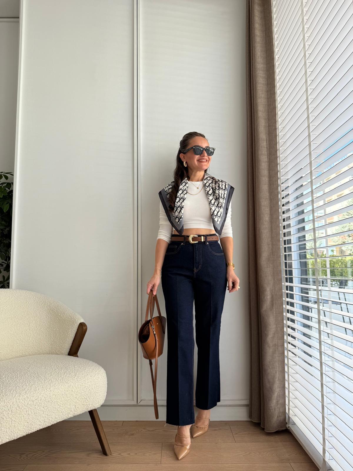 Lacivert Ütü İzli Boy Fit Jean 0570