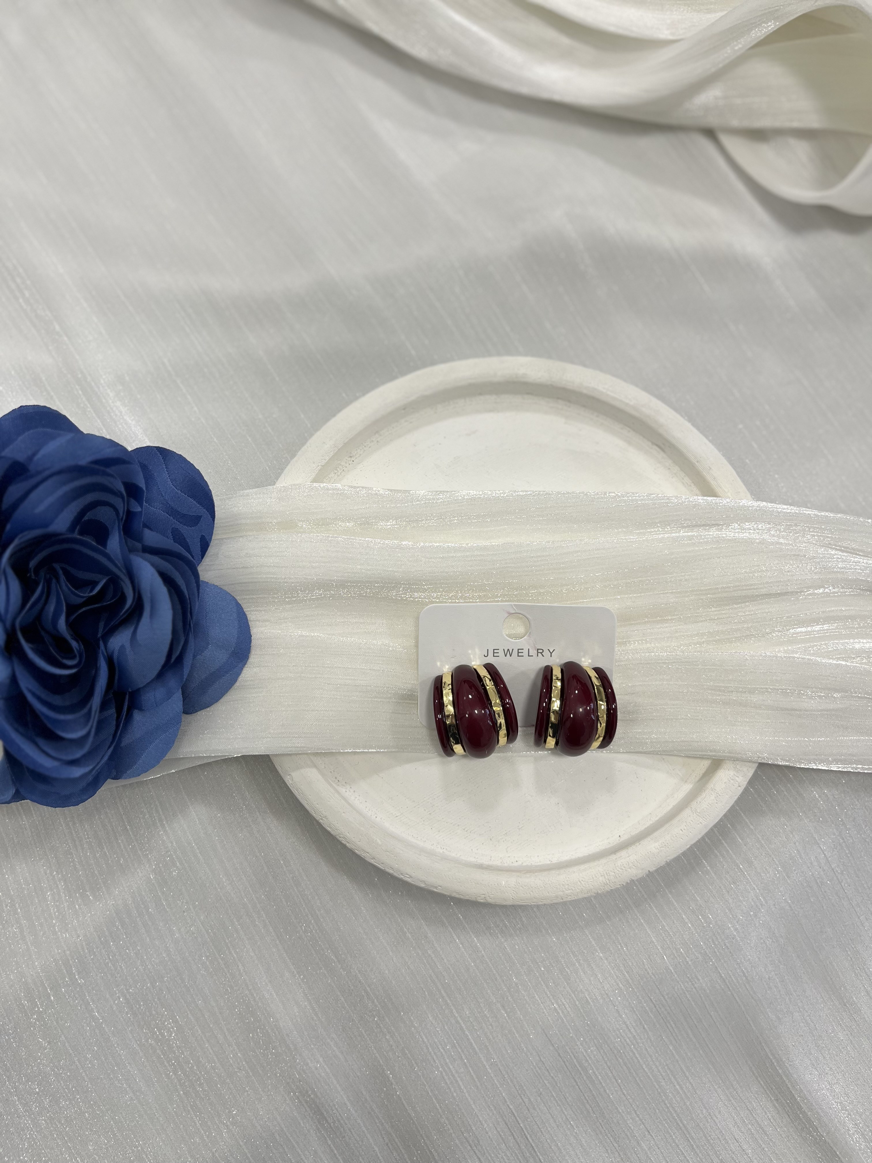 Mürdüm Akrilik Gold Detaylı Küpe KP51