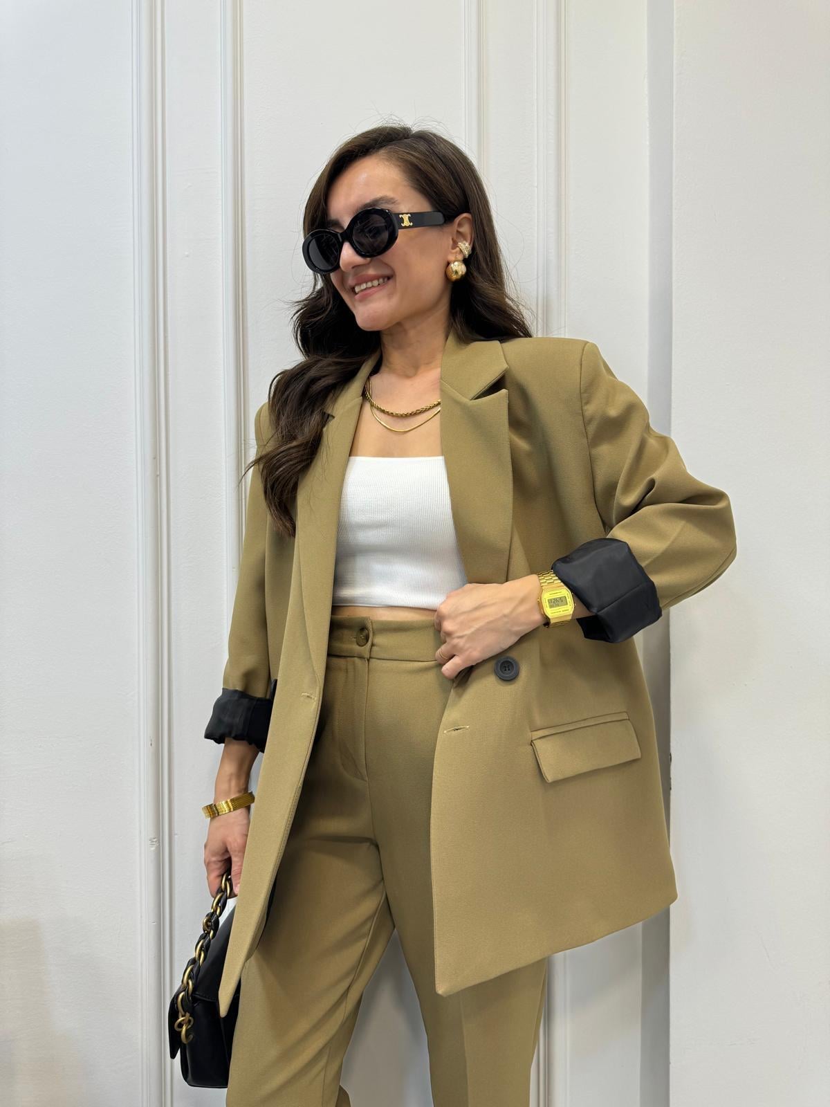 Olive Premıum Seri Vatkalı Blazer Ceket 9411