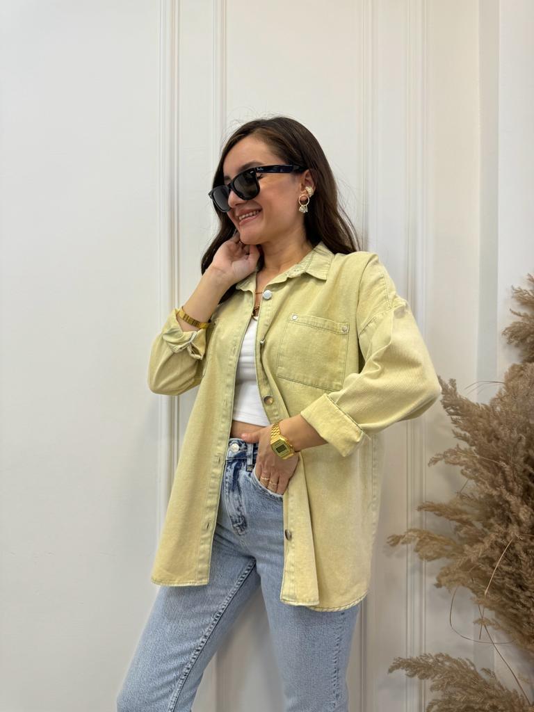 Olive Yıkamalı Gabardin Gömlek 358