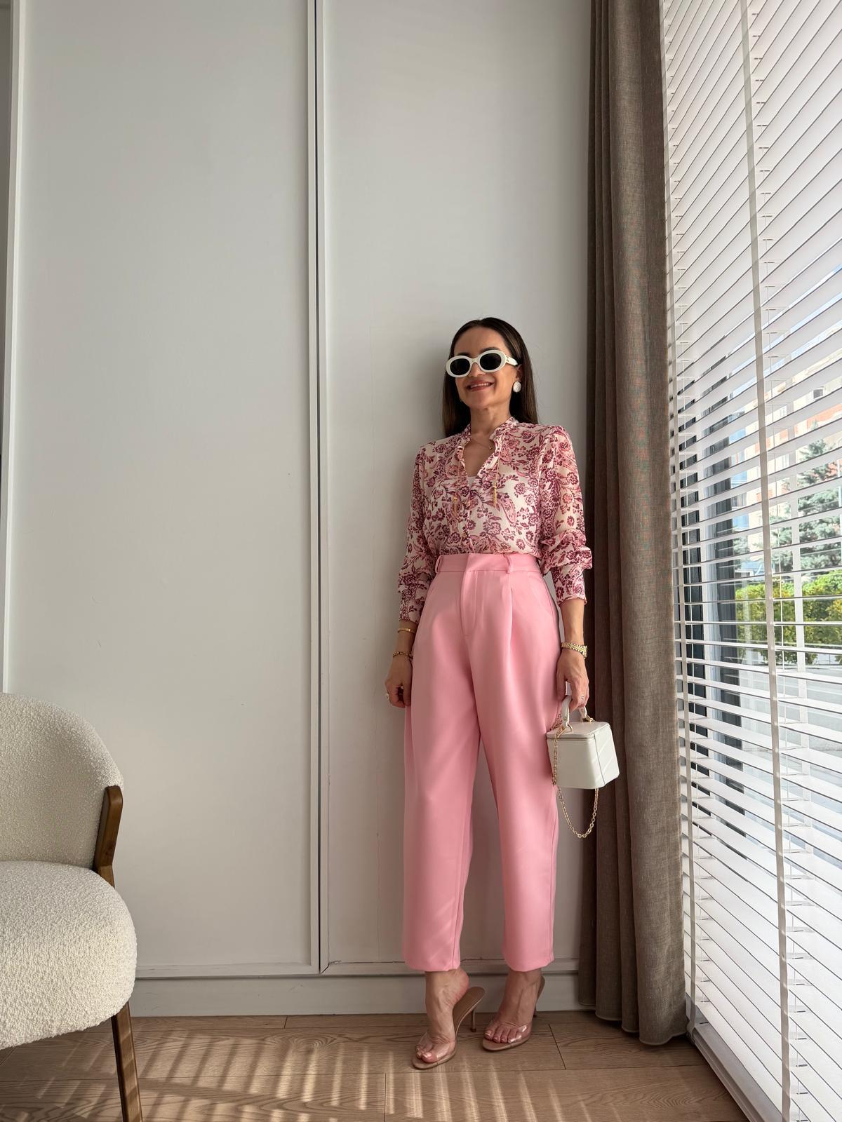 Pembe Pensli Havuç Kesim Pantolon 05213