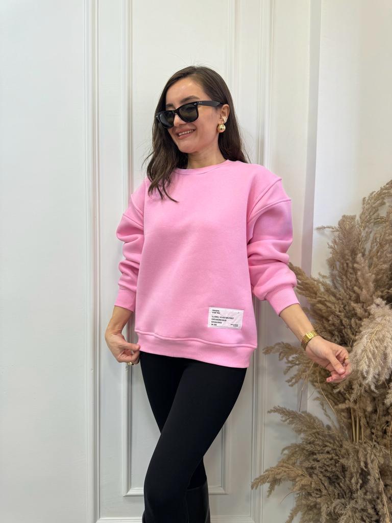 Pembe Sırt Zincir Detaylı Sweatshirt 5055