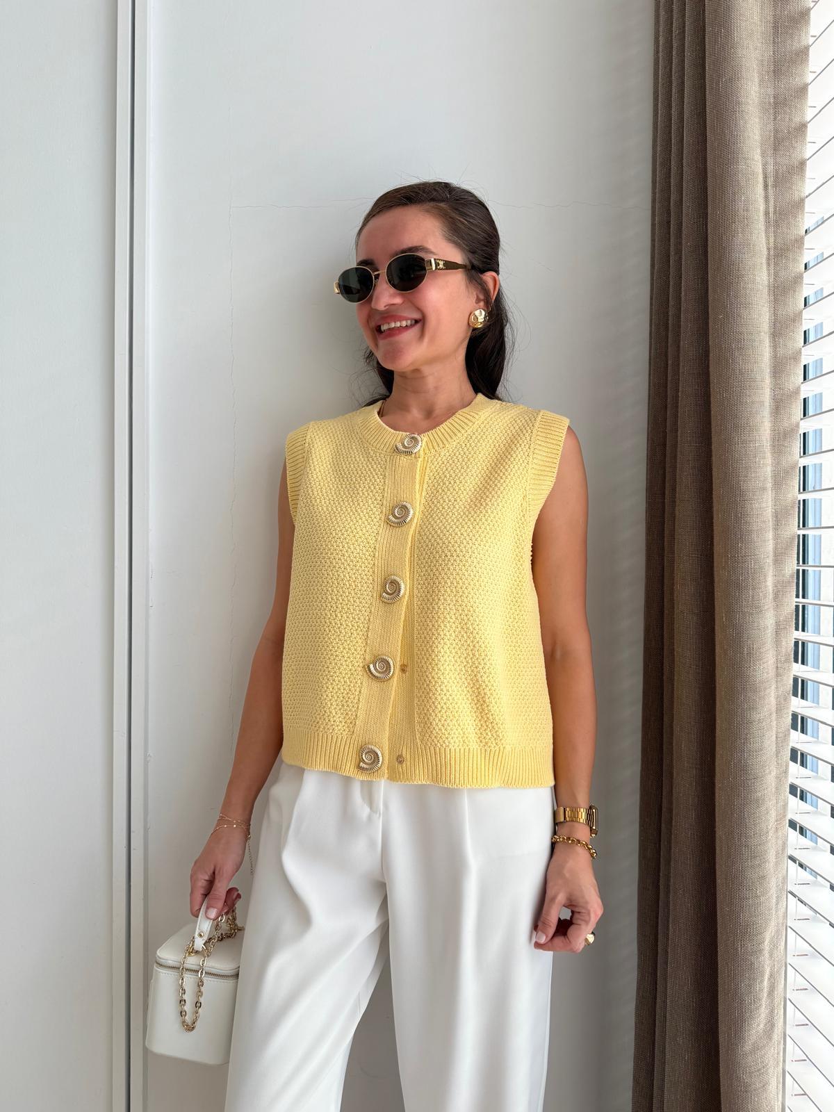 Sarı Salyangoz Düğmeli Yelek 4925