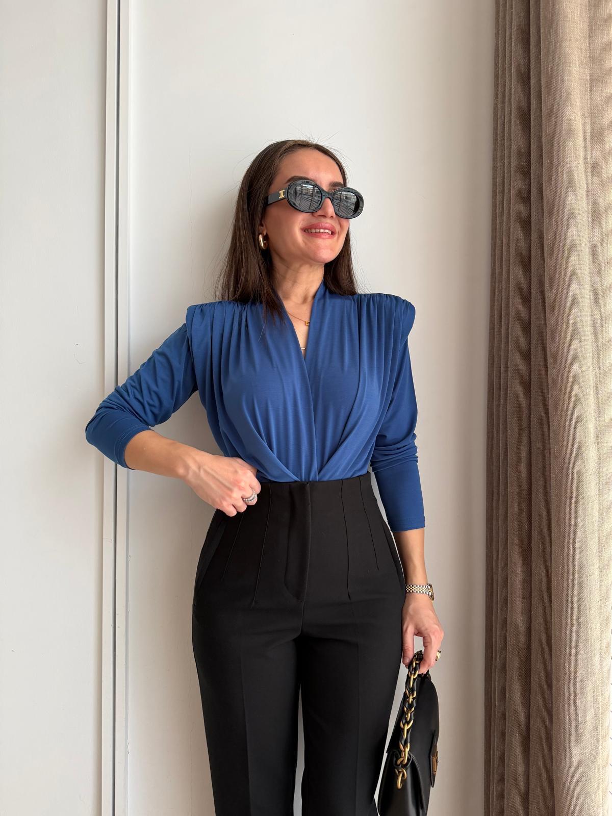 Sax Vatkalı Kruvaze Yaka Bodysuit 6001