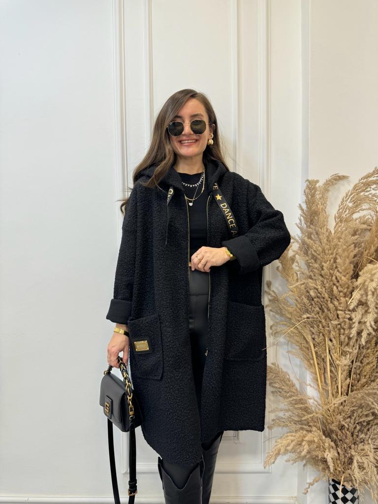 Siyah Arma Gold Detaylı Tasarım Buklet Kaban 36617