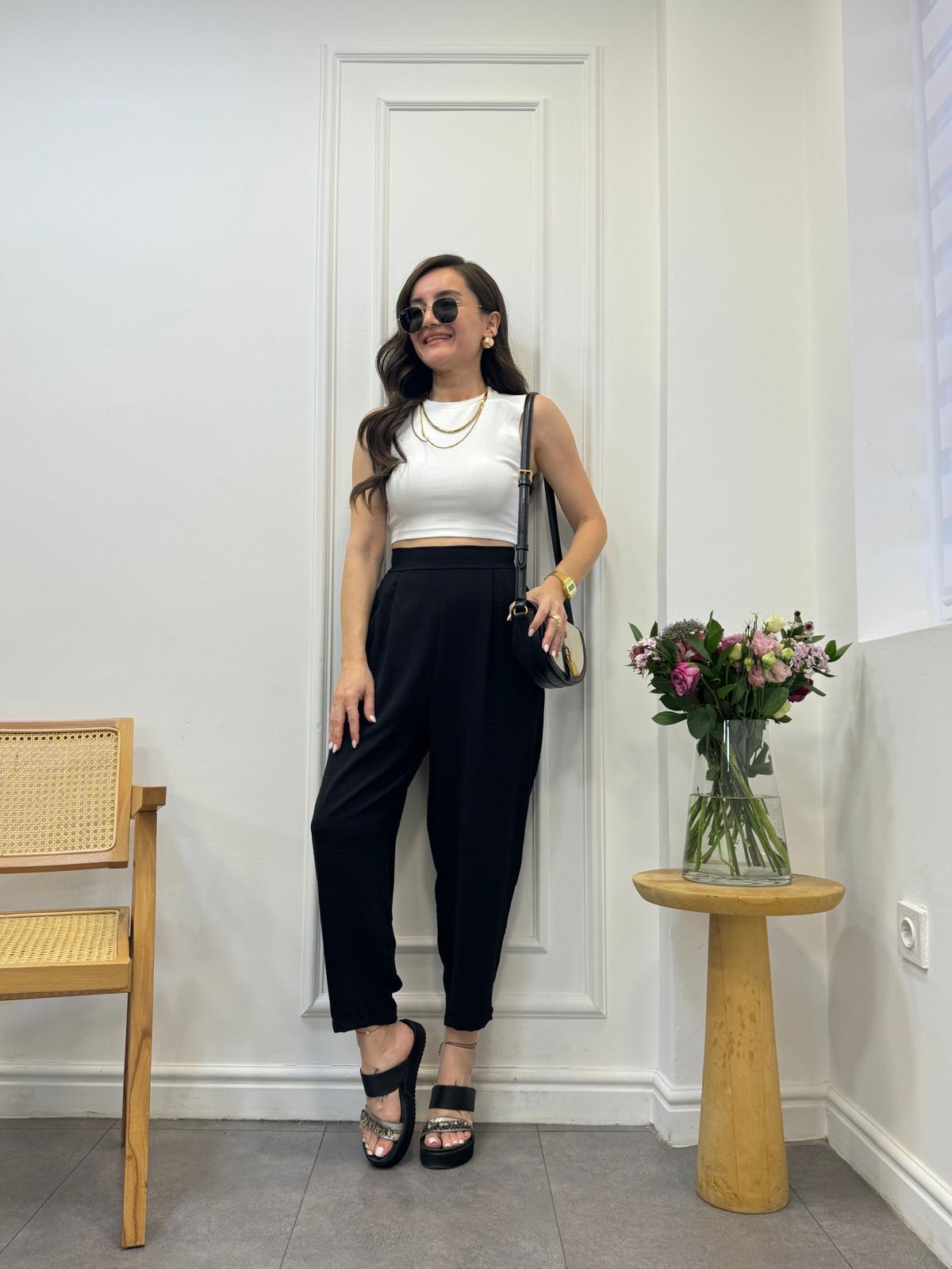 Siyah Bel Lastikli Şalvar Pantolon 2013