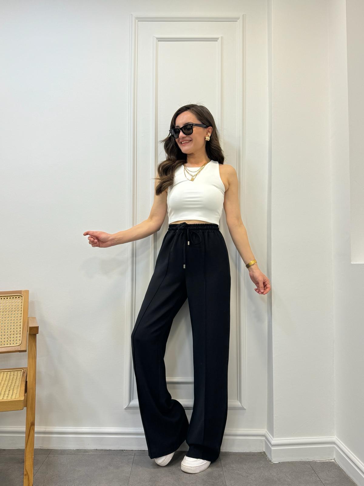 Siyah Beli Lastikli Salaş Pantolon 50846