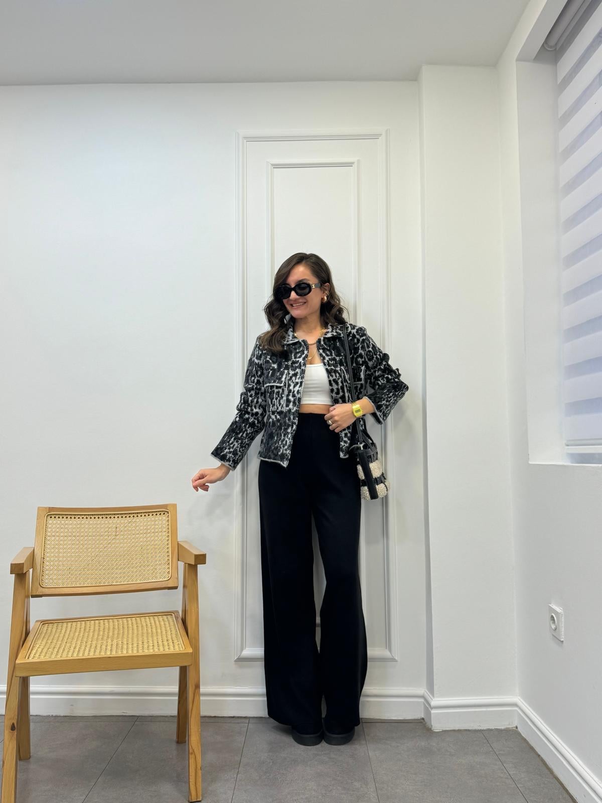 Siyah Beli Lastikli Salaş Triko Pantolon 5254