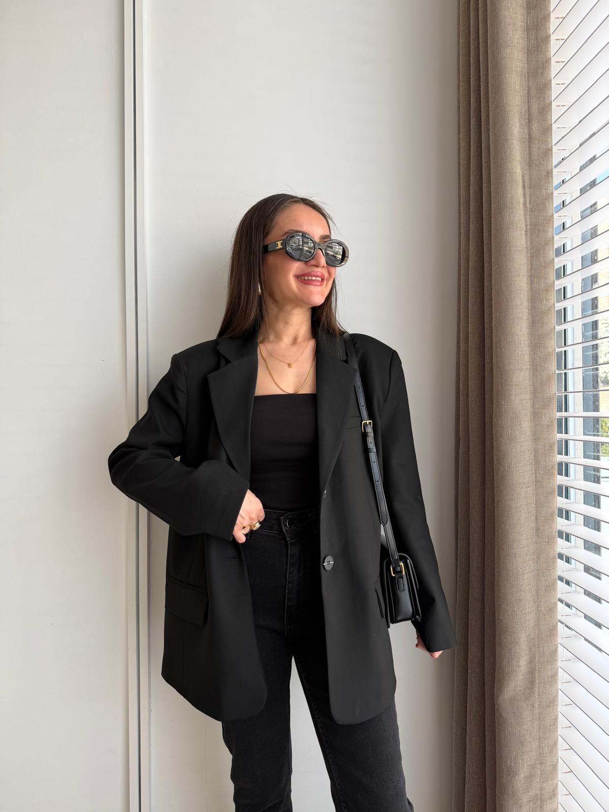 Siyah Cep Detaylı Blazer Ceket 9281