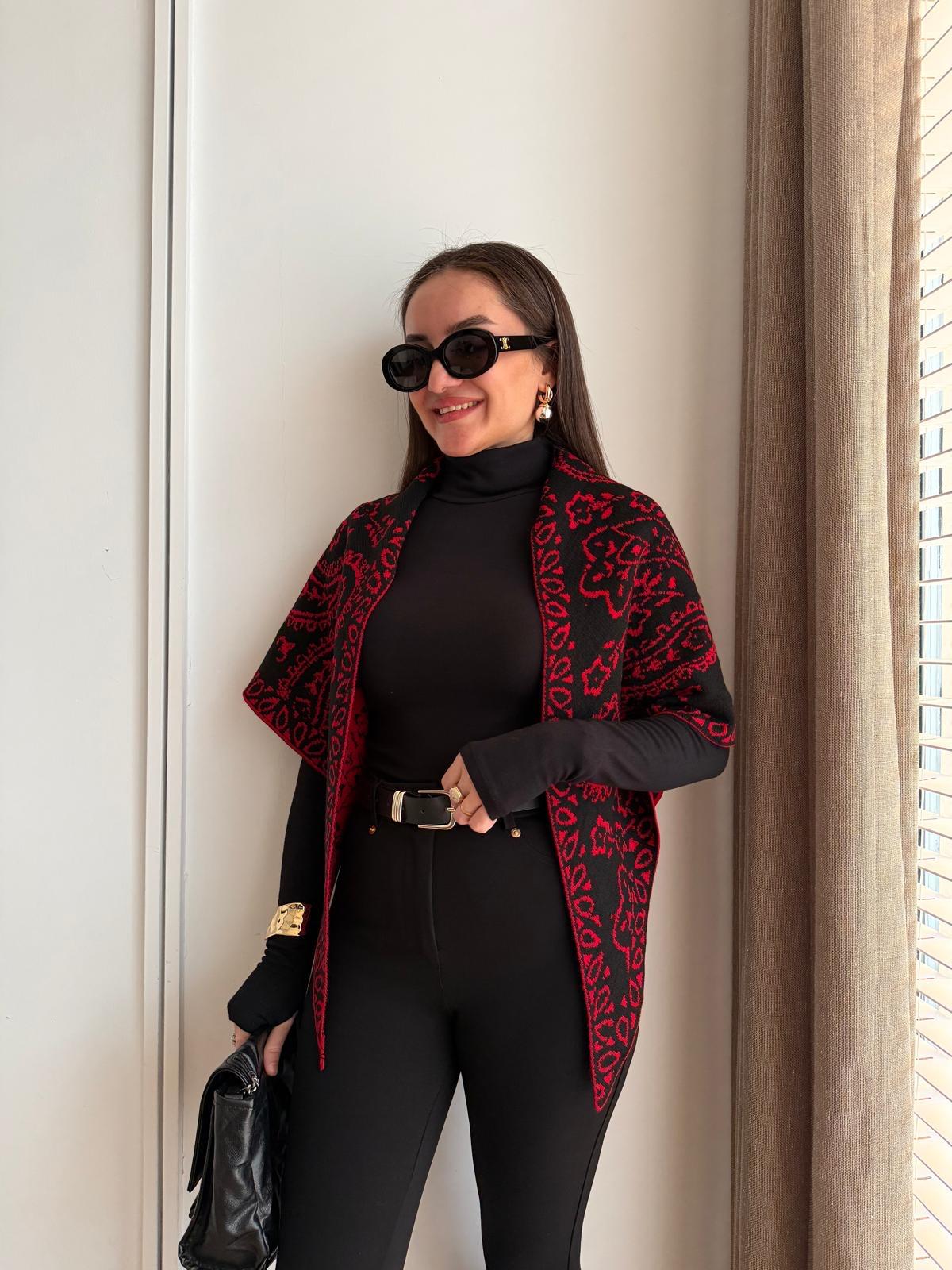 Siyah Çift Taraflı İthal Triko Şal F12