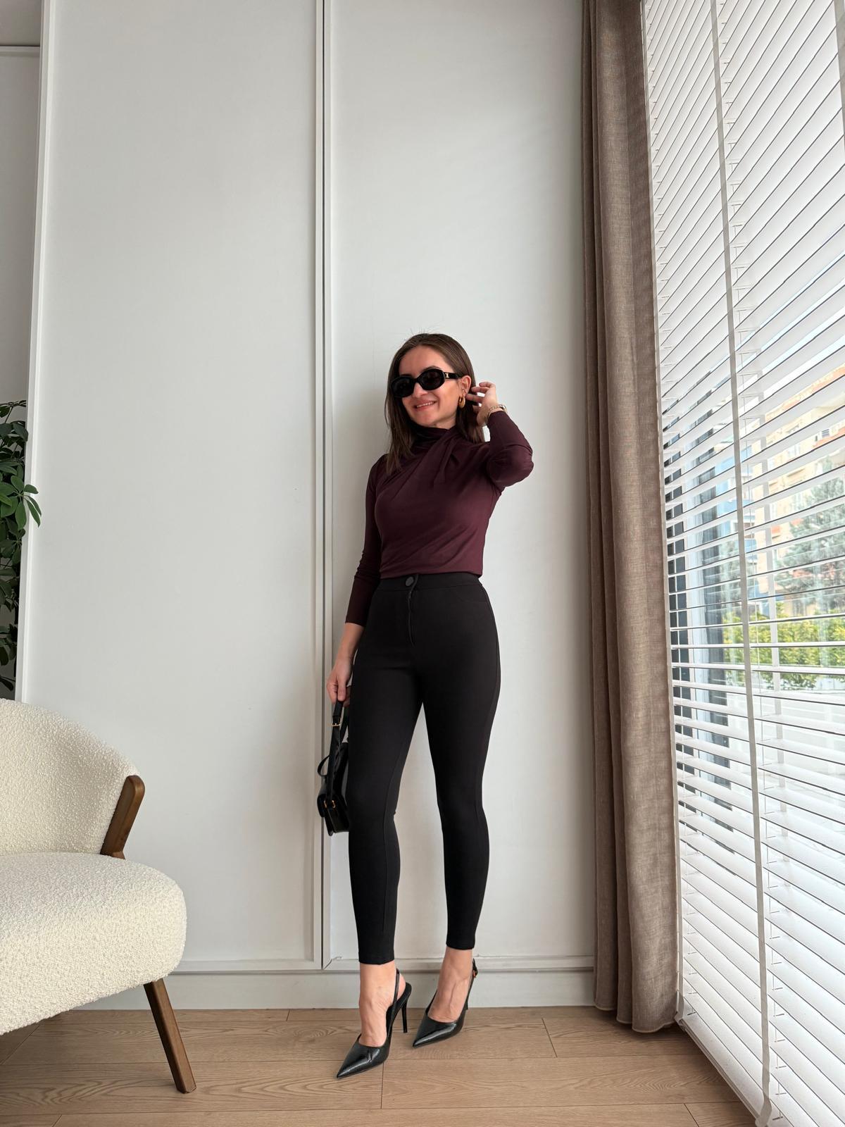Siyah Full Likralı Tayt Pantolon 4480