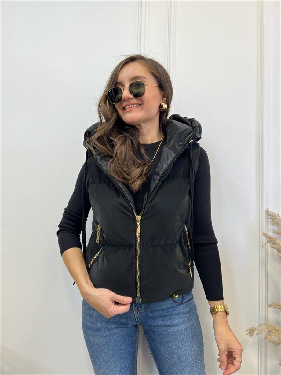 Siyah Kapüşonlu İnfinity Şişme Yelek 11103