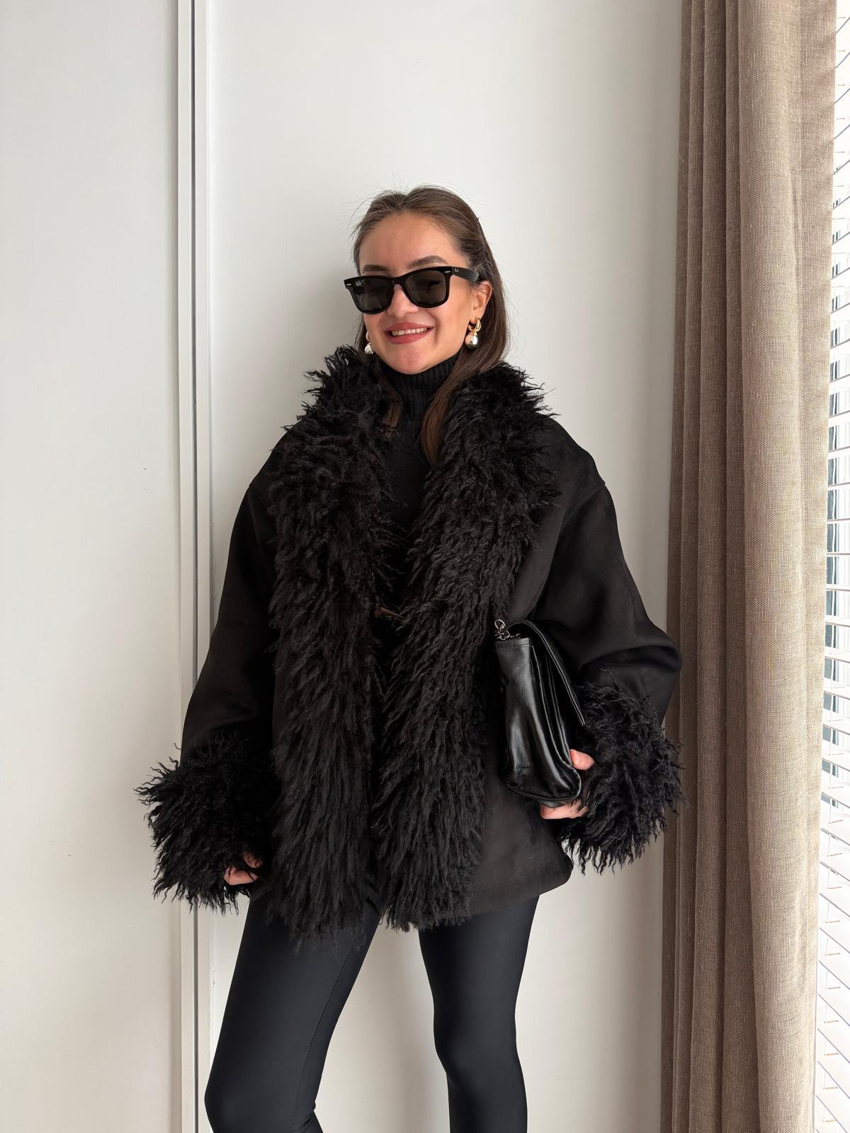 Siyah Püskül Detaylı Süet Ceket 10288