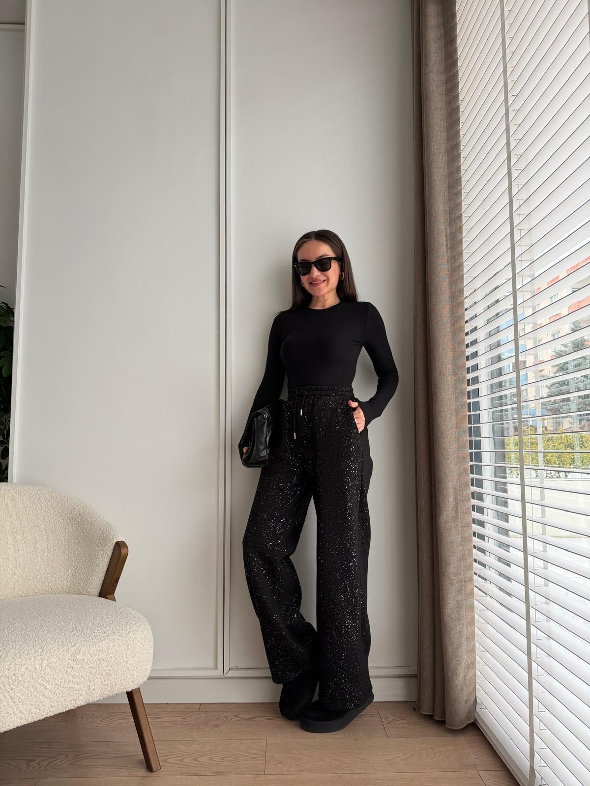 Siyah Simli Şardonlu Eşofman 4223