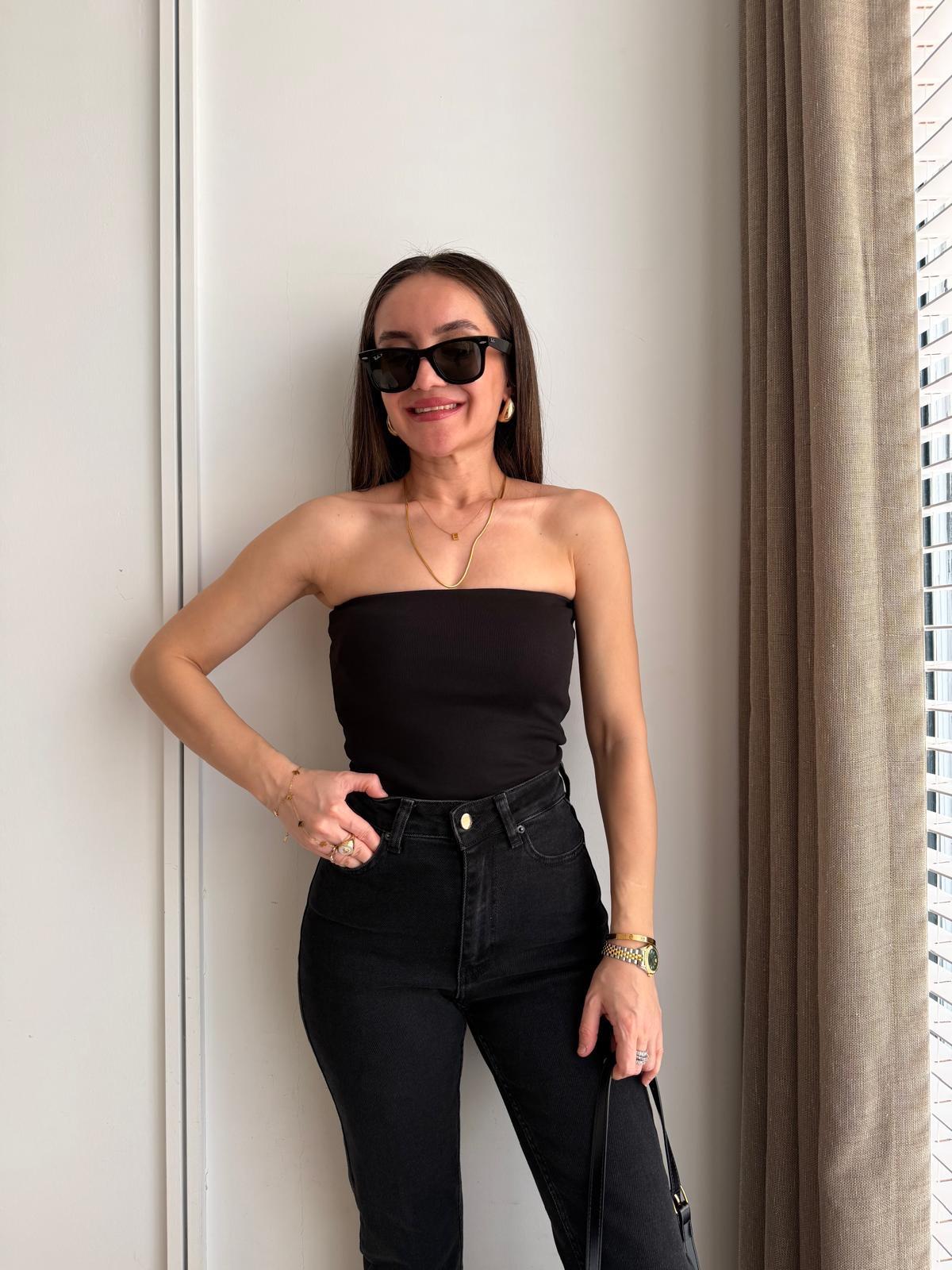 Siyah Straplez Atlet 16068