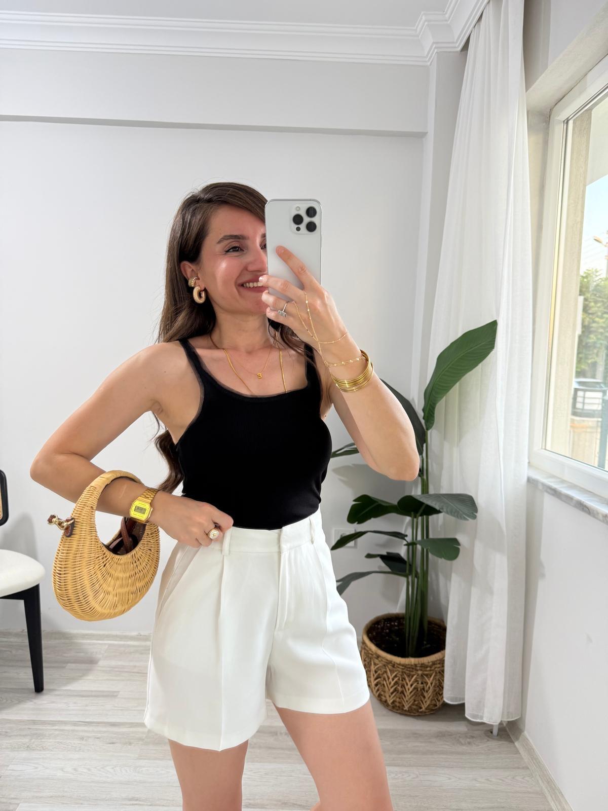 Siyah Tül Askılı Uzun Atlet 16774