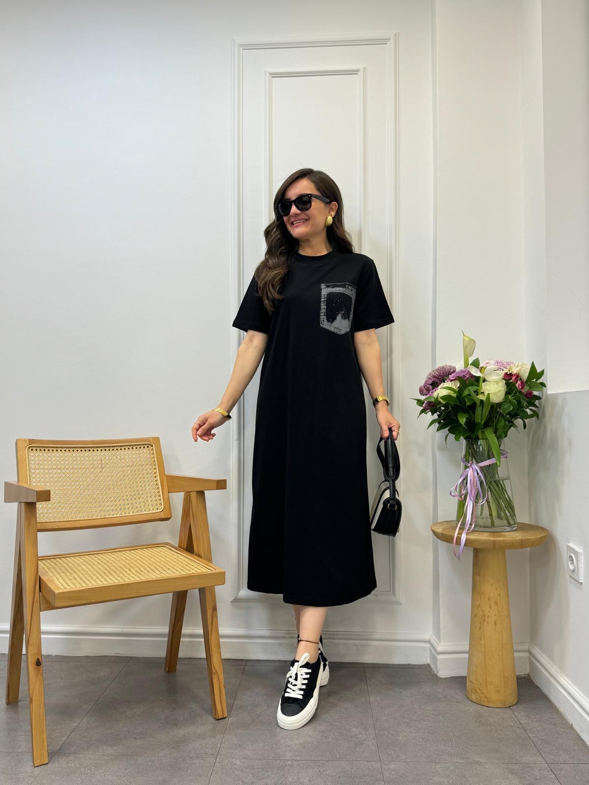 Siyah TWS Model Basic Elbise 015