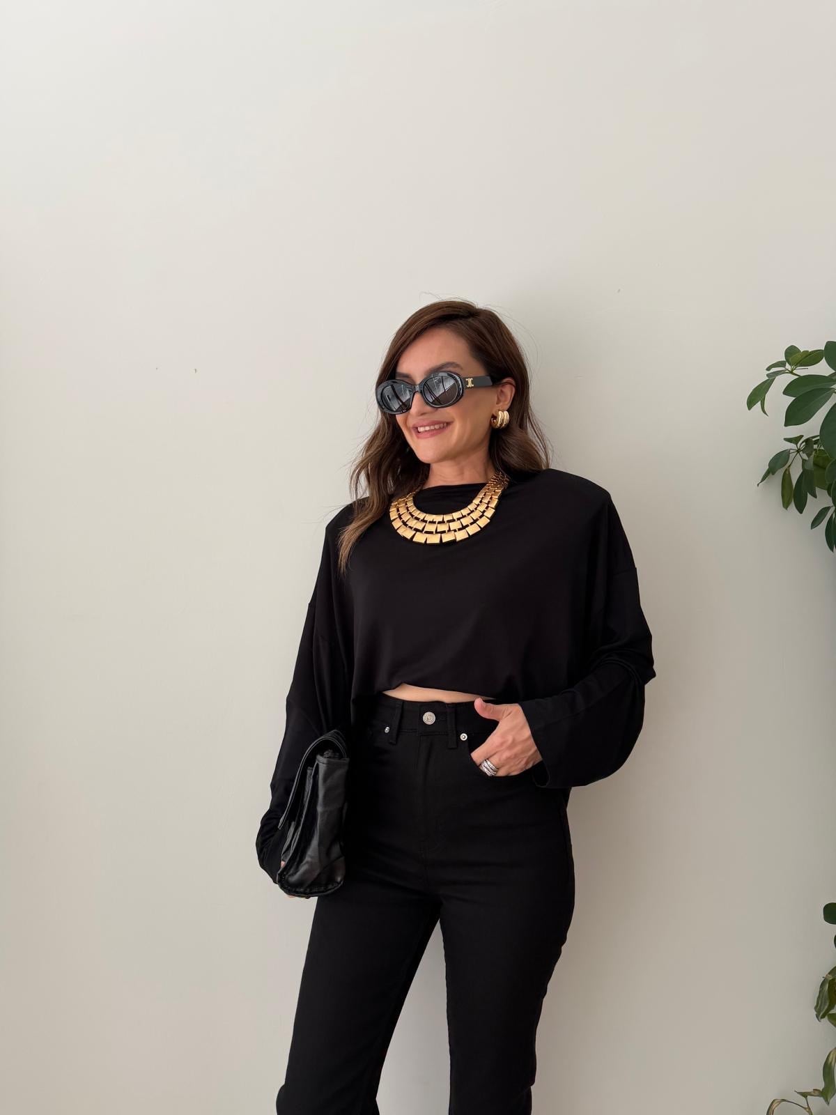 Siyah Vatkalı Bluz 1124