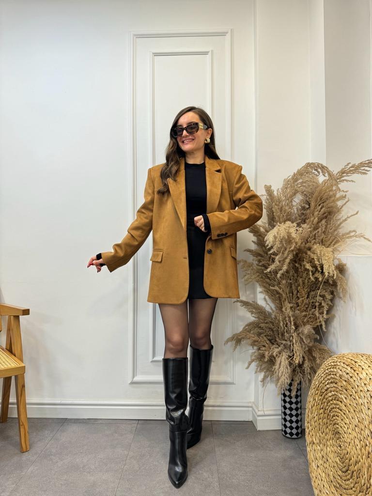 Taba Lüx Kalite Süet Blazer Ceket 4491
