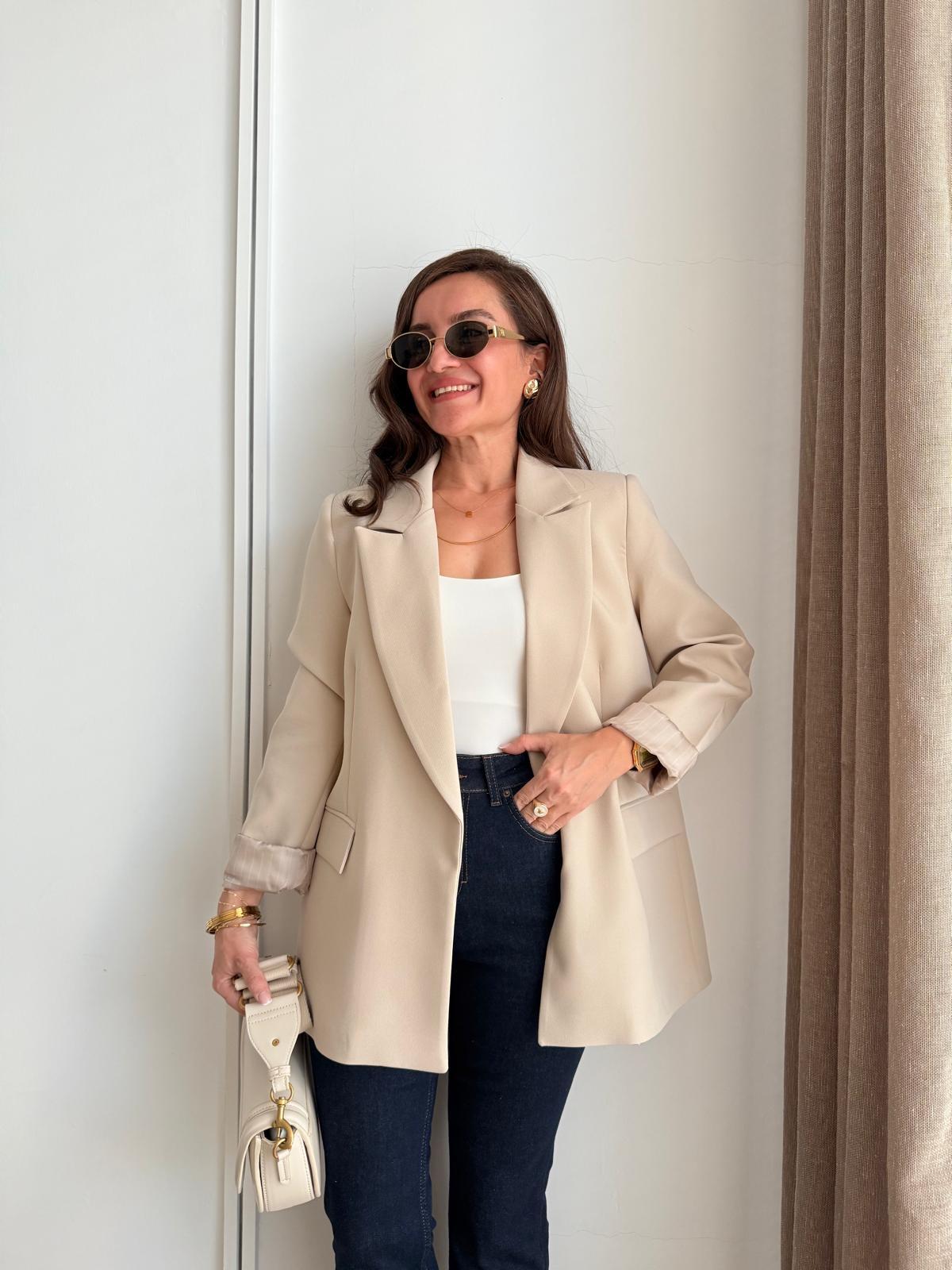 Taş Astarlı Keten Blazer Ceket 7560