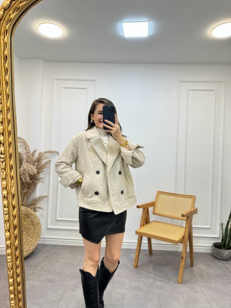 Taş Dört Düğmeli Buklet Mont 0269
